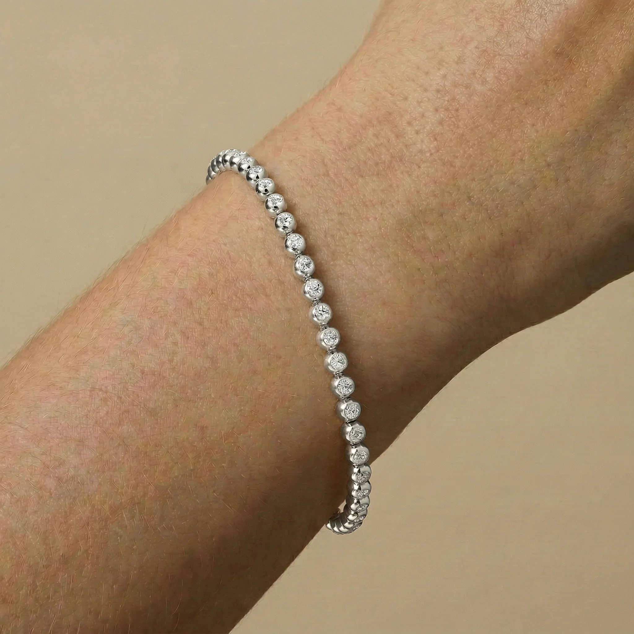 2 CTW Bezel Set Lab-Grown Diamond Tennis Bracelet in Sterling Silver - Image 3