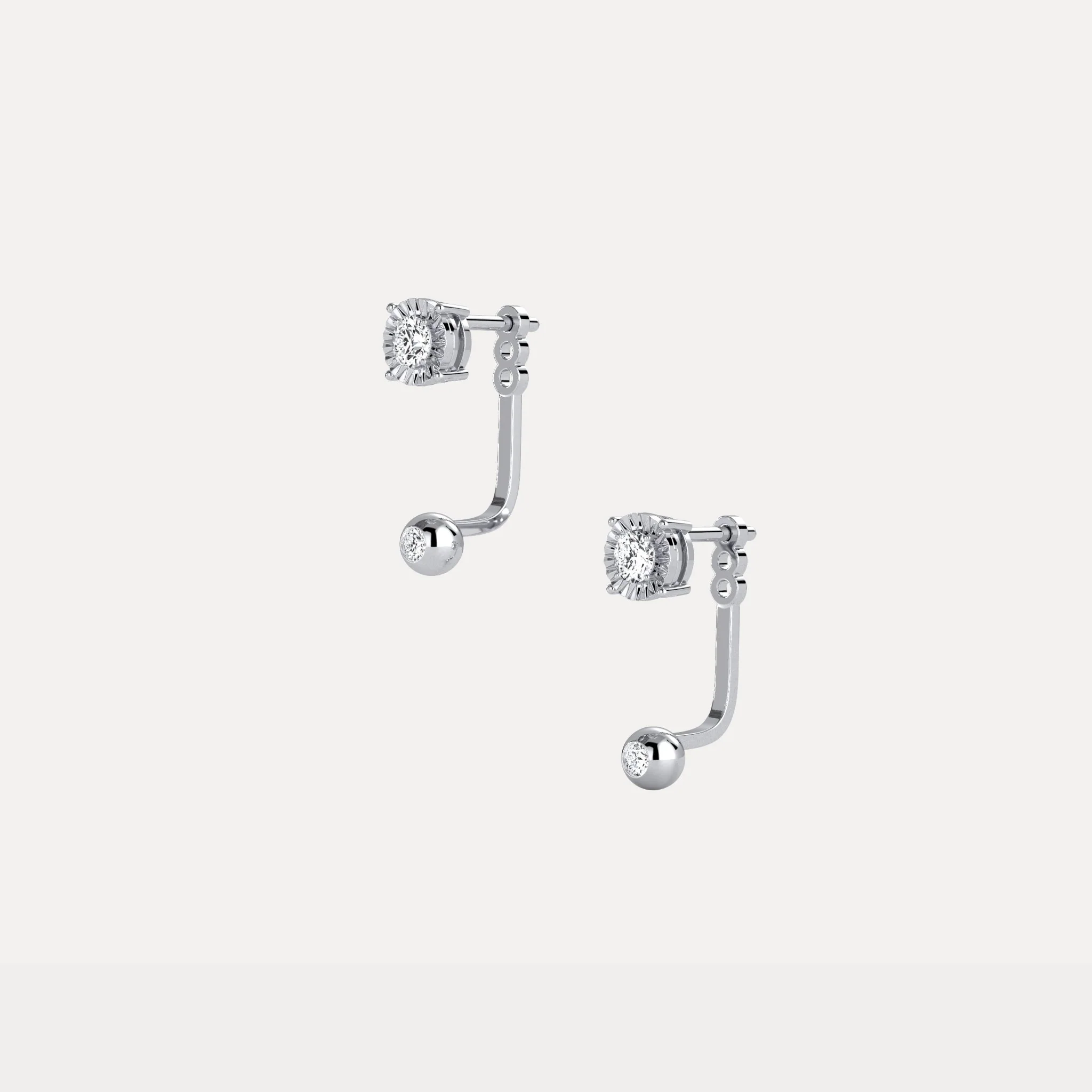 2-in-1 Convertible Round Lab-Grown Diamond Stud & Drop Earrings in Sterling Silver - Image 10