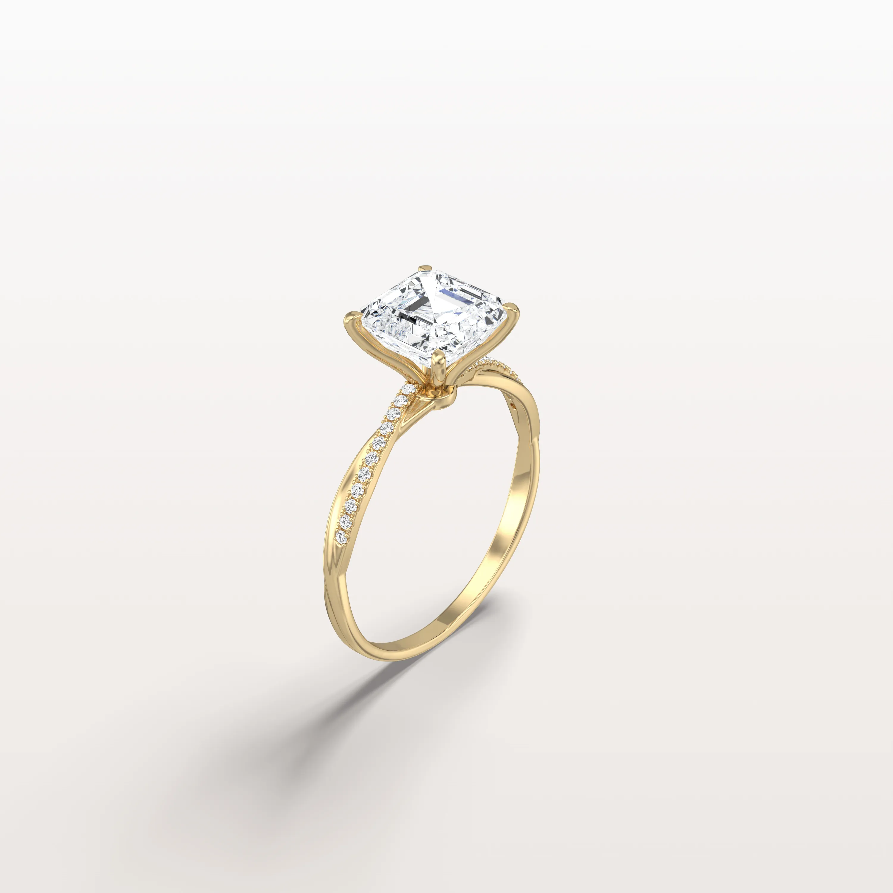 Nova丨2CT Asscher Cut Lab Diamond Twisted Engagement Ring In Solid Gold/Platinum - Image 4