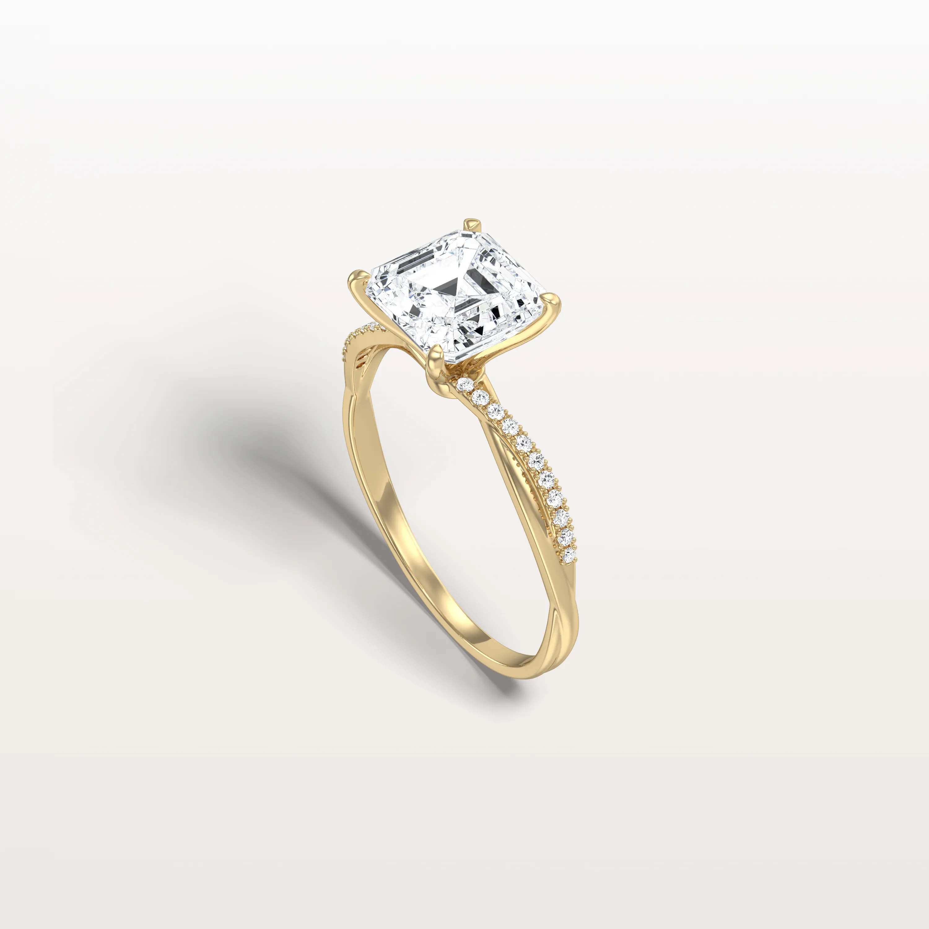 Nova丨2CT Asscher Cut Lab Diamond Twisted Engagement Ring In Solid Gold/Platinum - Image 7