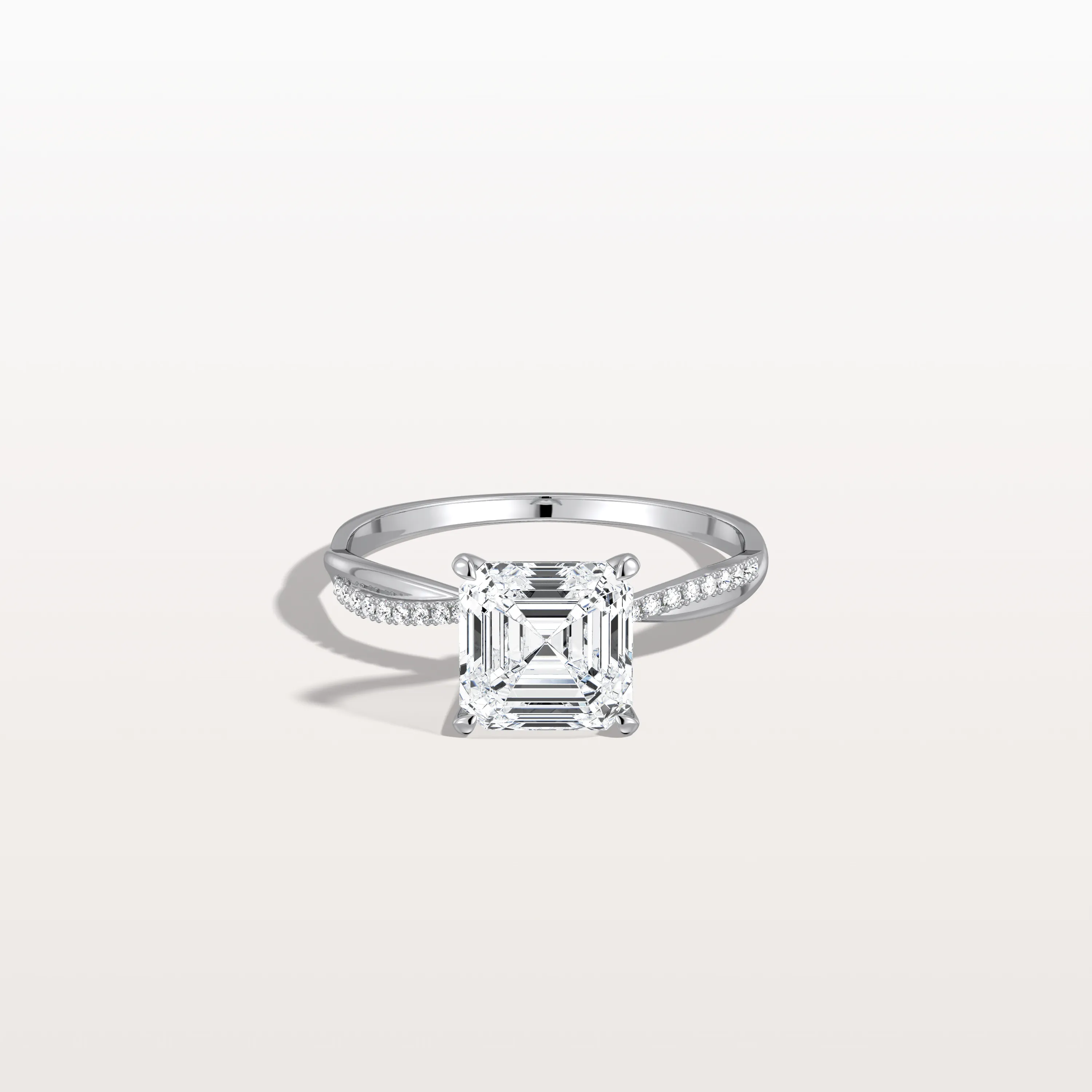 Nova丨2CT Asscher Cut Lab Diamond Twisted Engagement Ring In Solid Gold/Platinum - Image 9