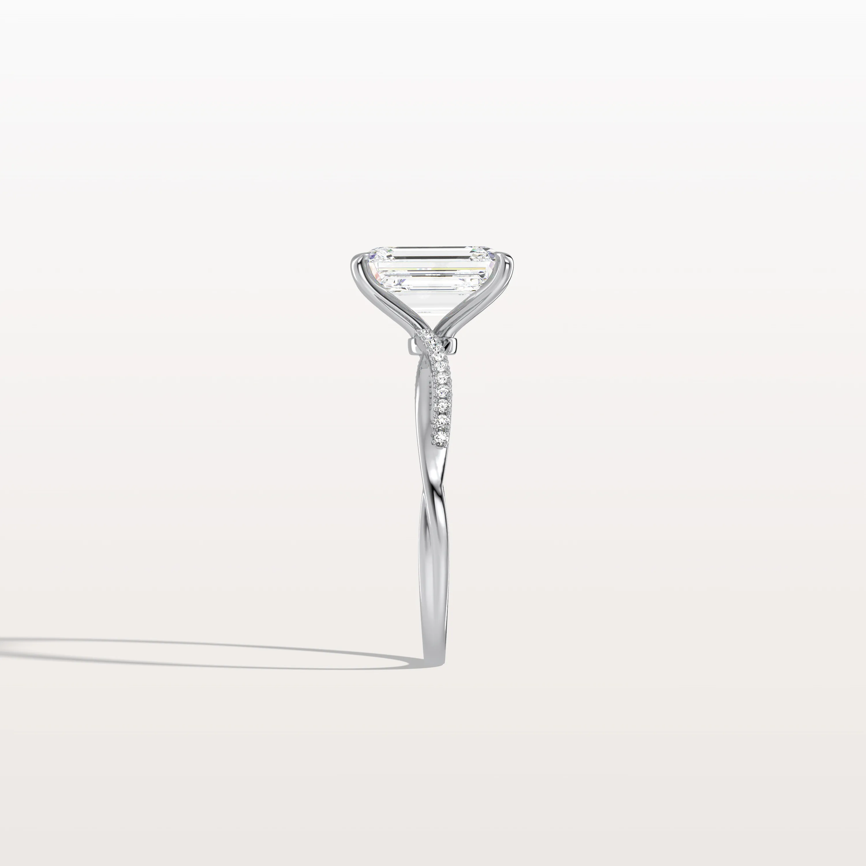 Alaya丨2CT Emeral Cut Lab Diamond Twisted Engagement Ring In Solid Gold/Platinum - Image 17