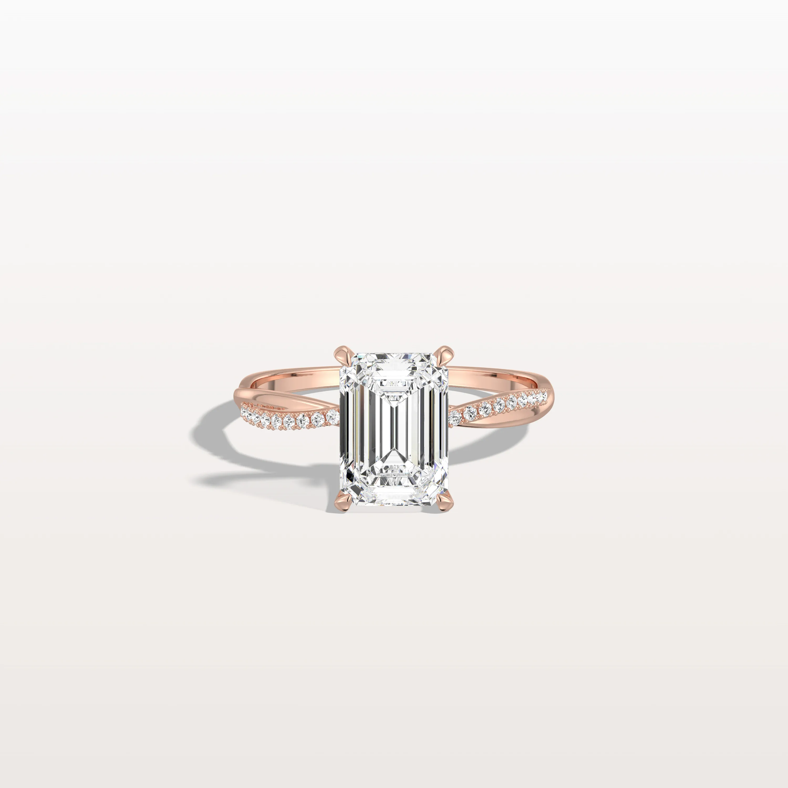 Alaya丨2CT Emeral Cut Lab Diamond Twisted Engagement Ring In Solid Gold/Platinum - Image 18
