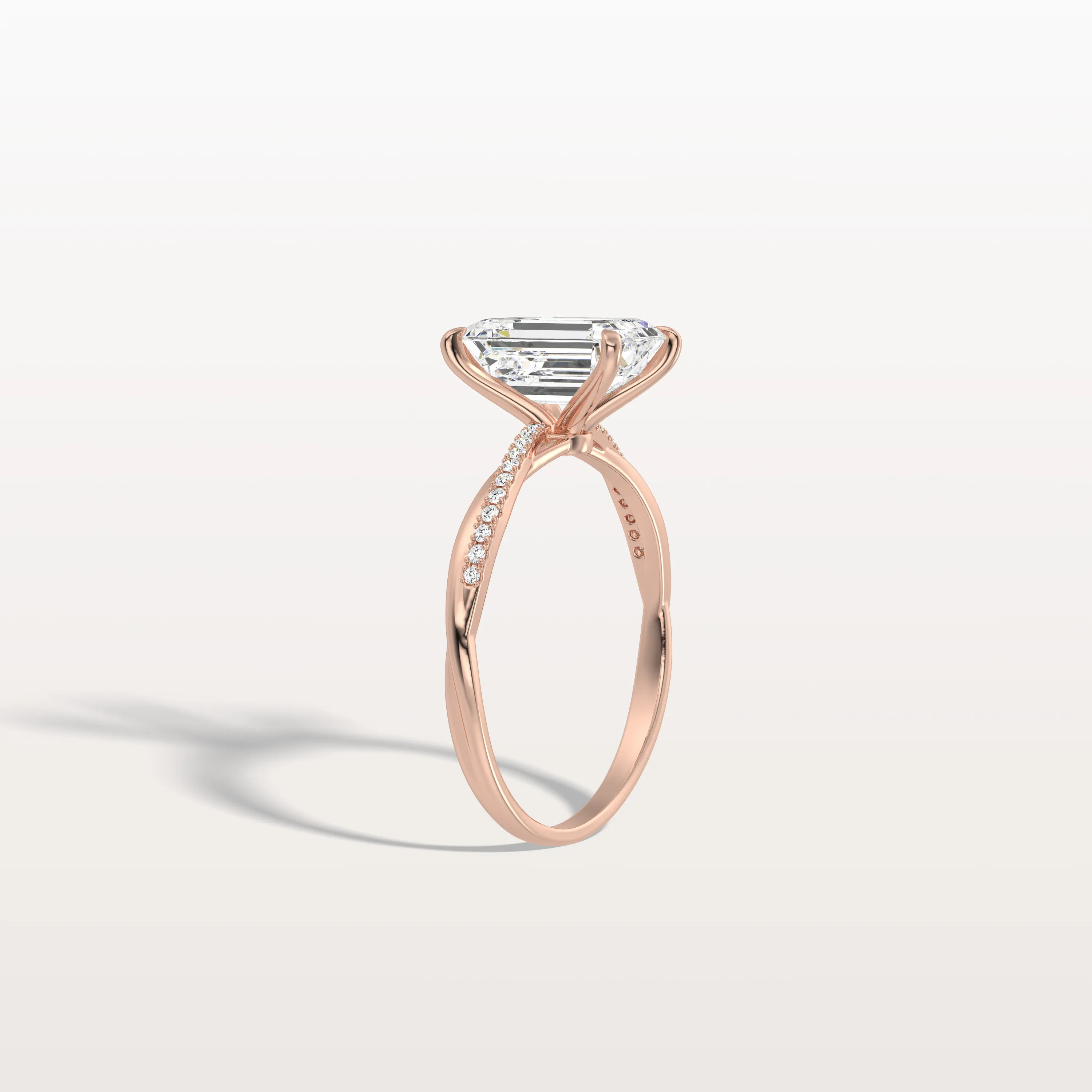 Alaya丨2CT Emeral Cut Lab Diamond Twisted Engagement Ring In Solid Gold/Platinum - Image 24