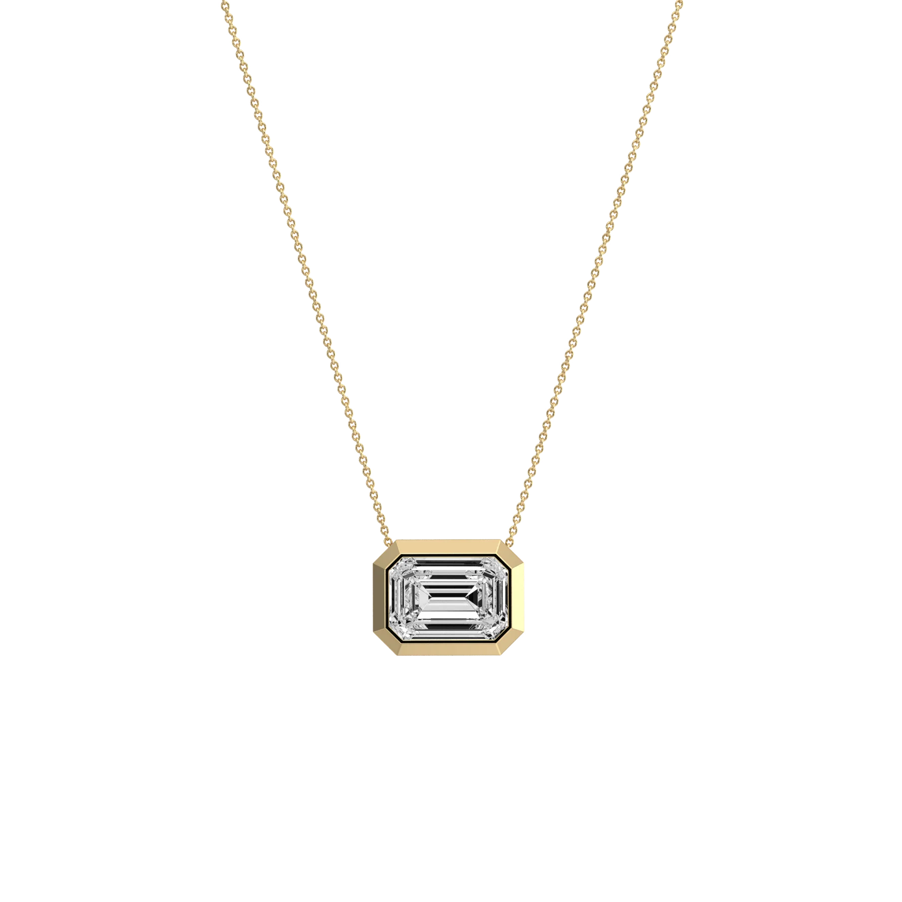 2CT Lab Grown Diamond Bezel Set Pendant Neckalce In 14K Solid Gold/Platinum