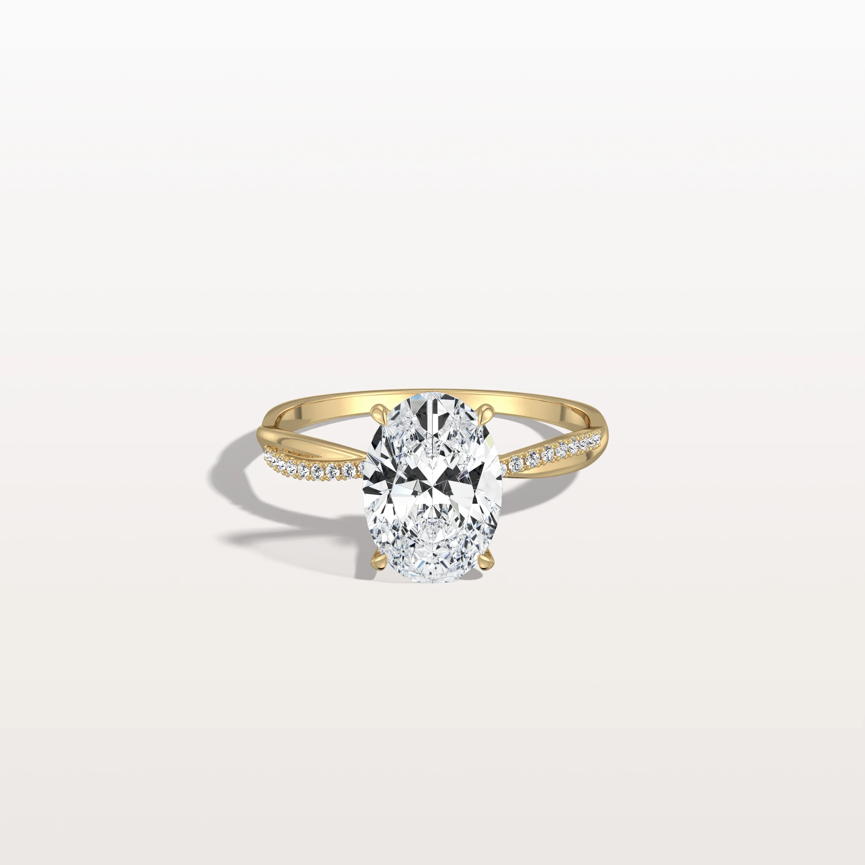 Amara丨2CT Oval Cut Lab Diamond Twisted Engagement Ring In Solid Gold/Platinum