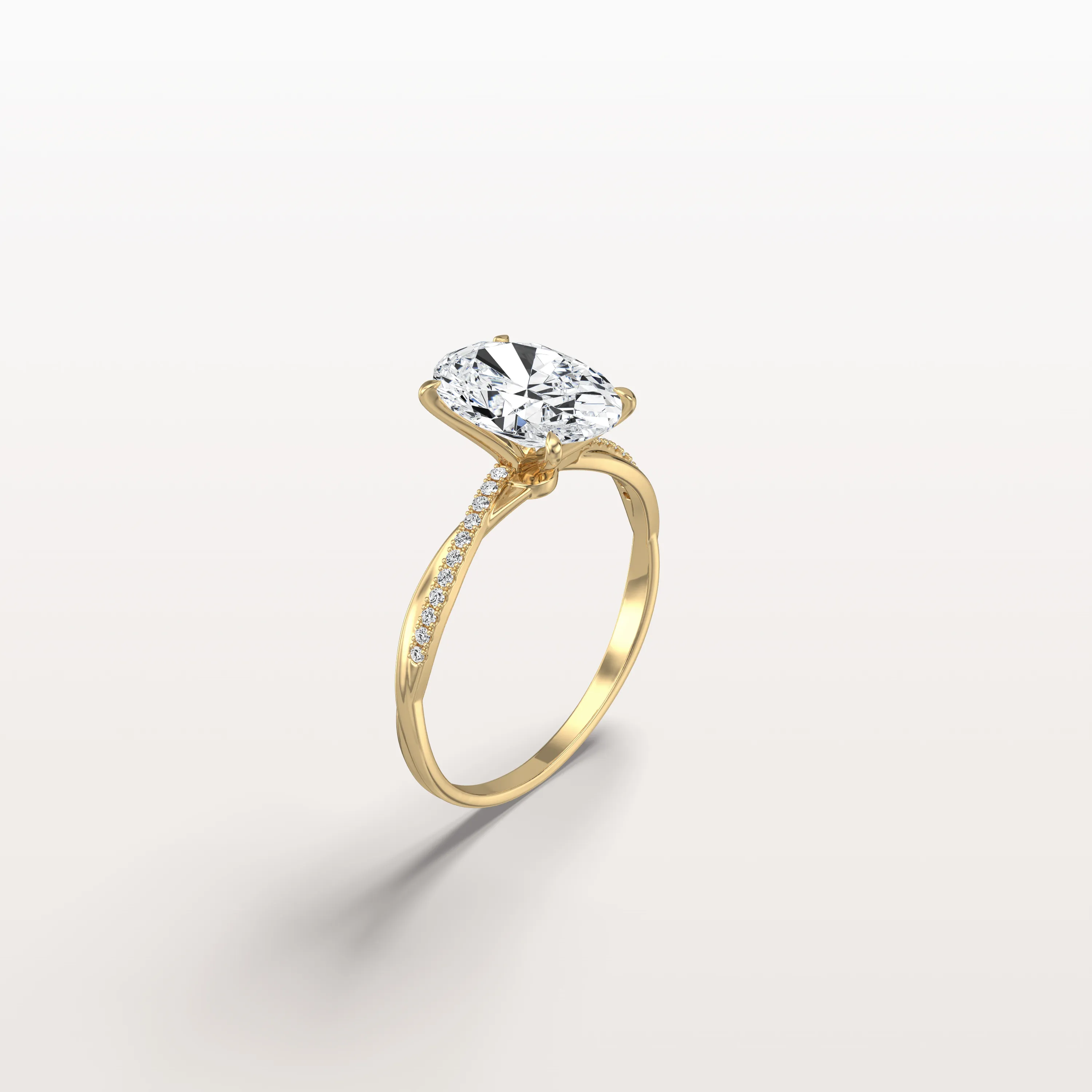 Amara丨2CT Oval Cut Lab Diamond Twisted Engagement Ring In Solid Gold/Platinum - Image 4