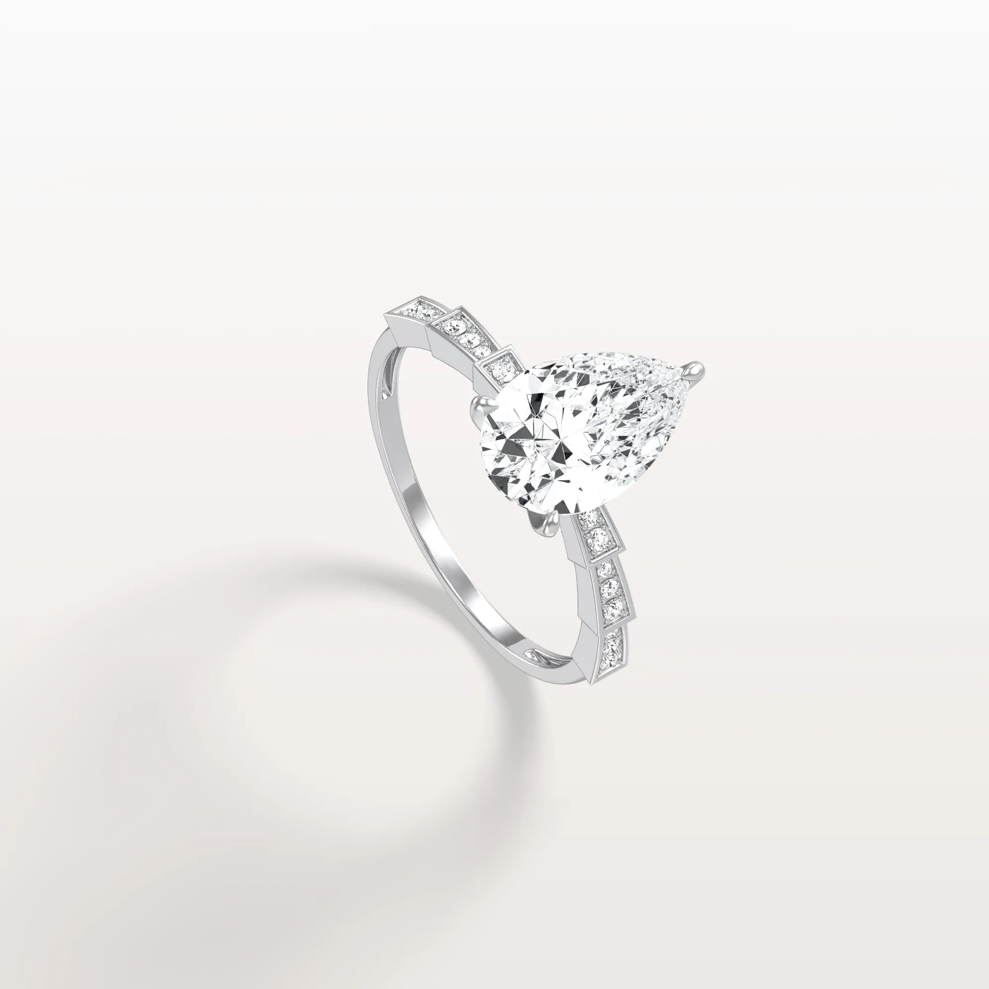 Celeste丨2CT Pear Cut Lab Diamond Hidden Halo Ring-Modern Style - Image 26