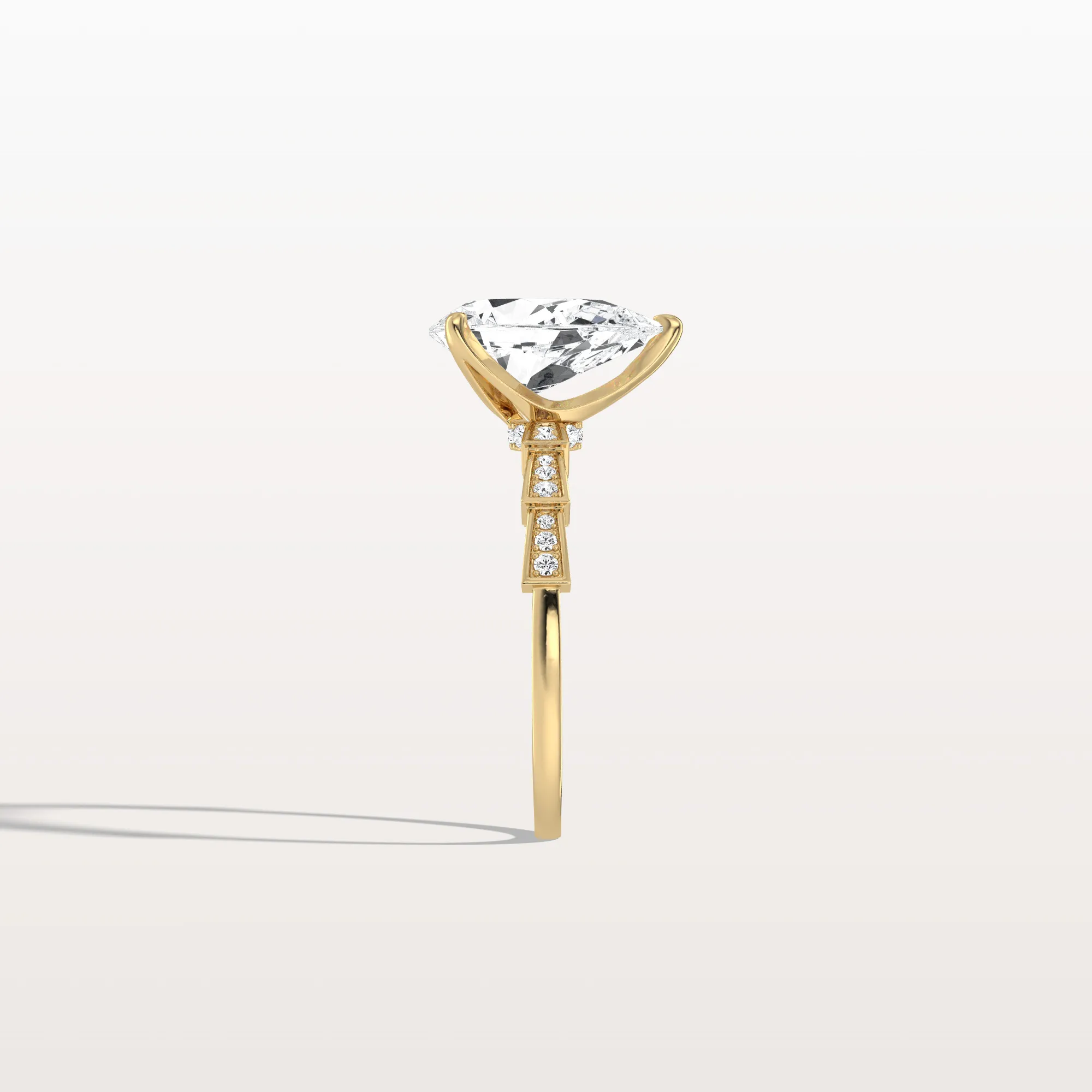 Celeste丨2CT Pear Cut Lab Diamond Hidden Halo Ring-Modern Style - Image 4