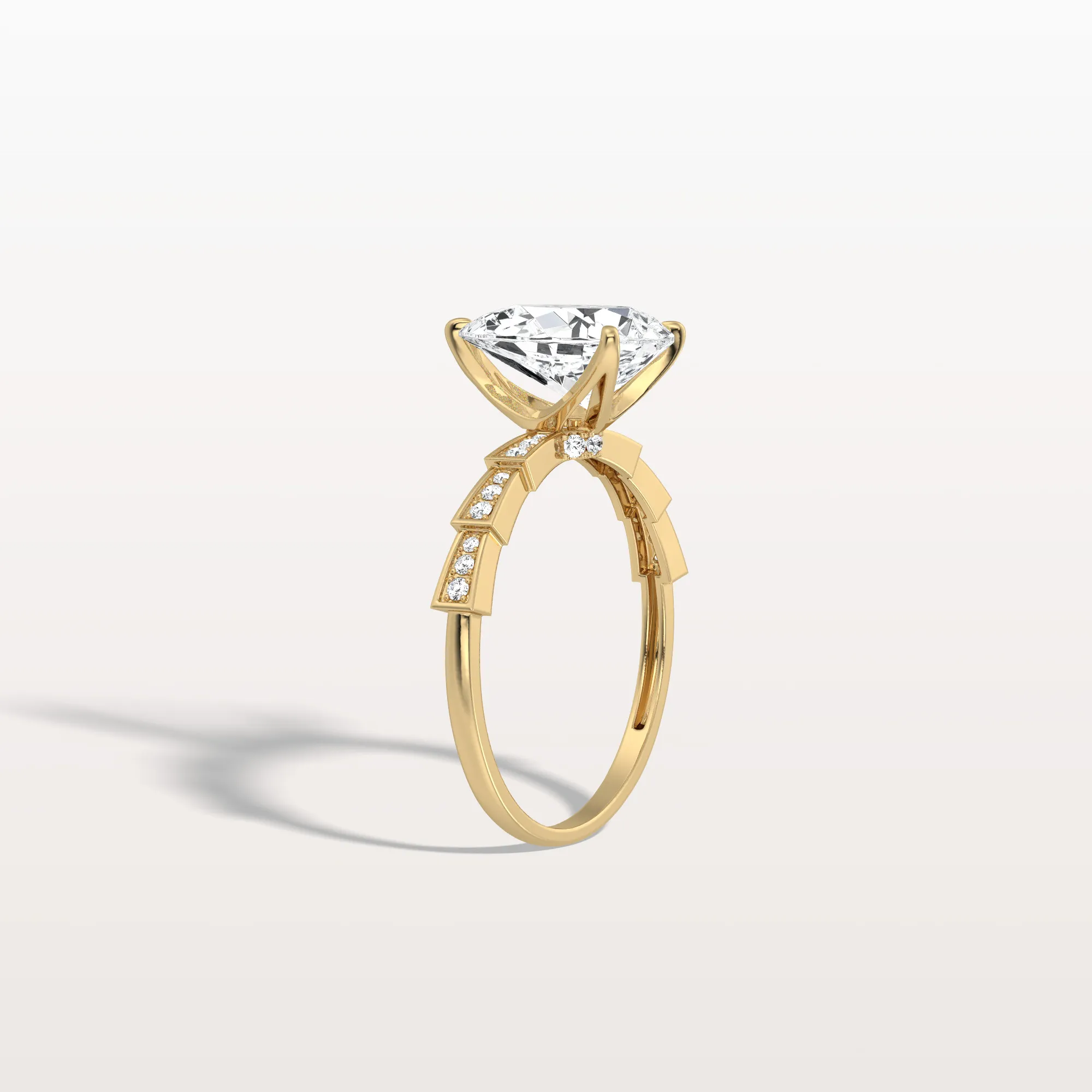 Celeste丨2CT Pear Cut Lab Diamond Hidden Halo Ring-Modern Style - Image 5