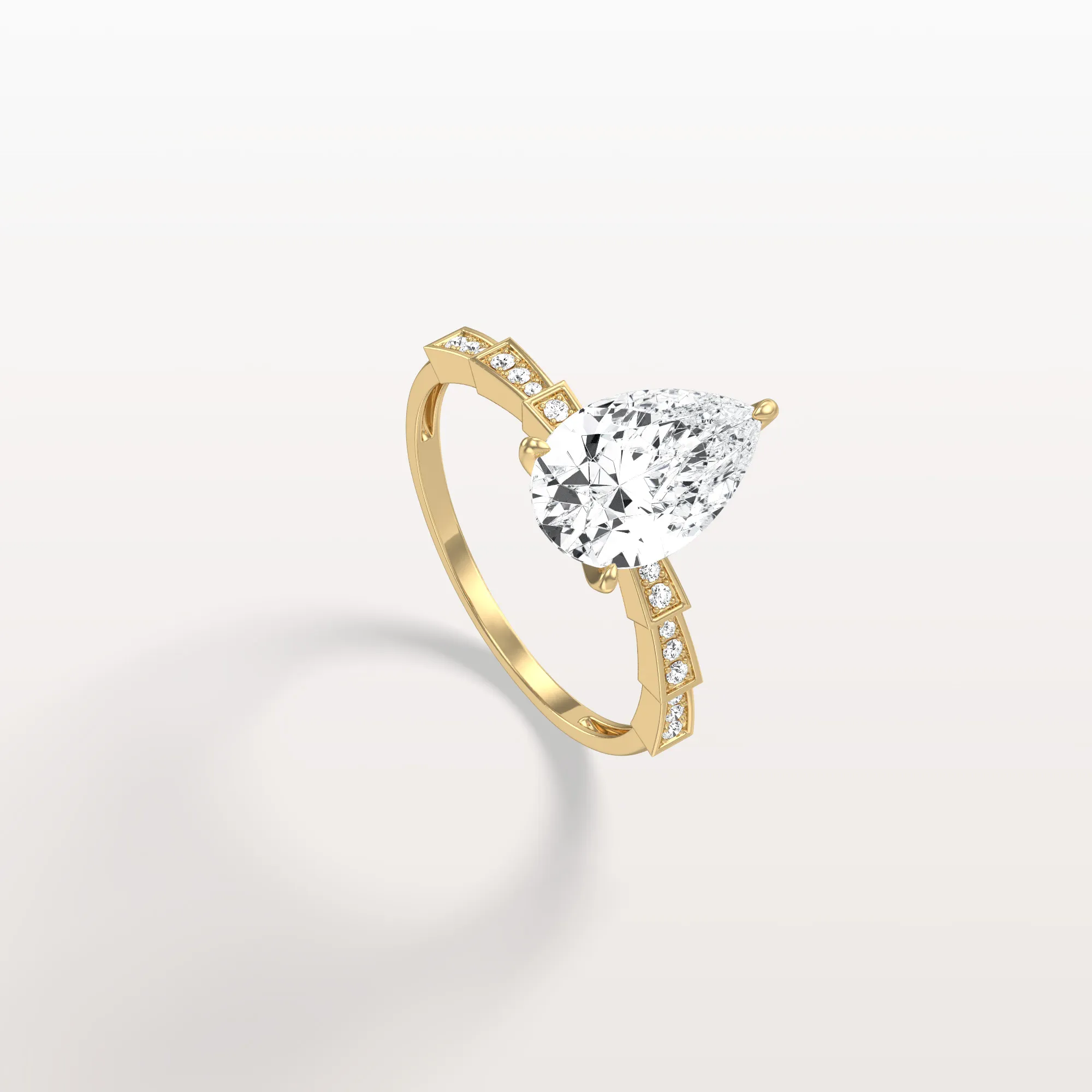 Celeste丨2CT Pear Cut Lab Diamond Hidden Halo Ring-Modern Style - Image 6