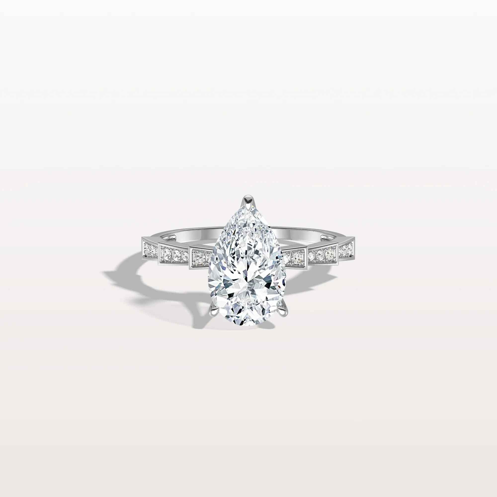 Celeste丨2CT Pear Cut Lab Diamond Hidden Halo Ring-Modern Style - Image 9