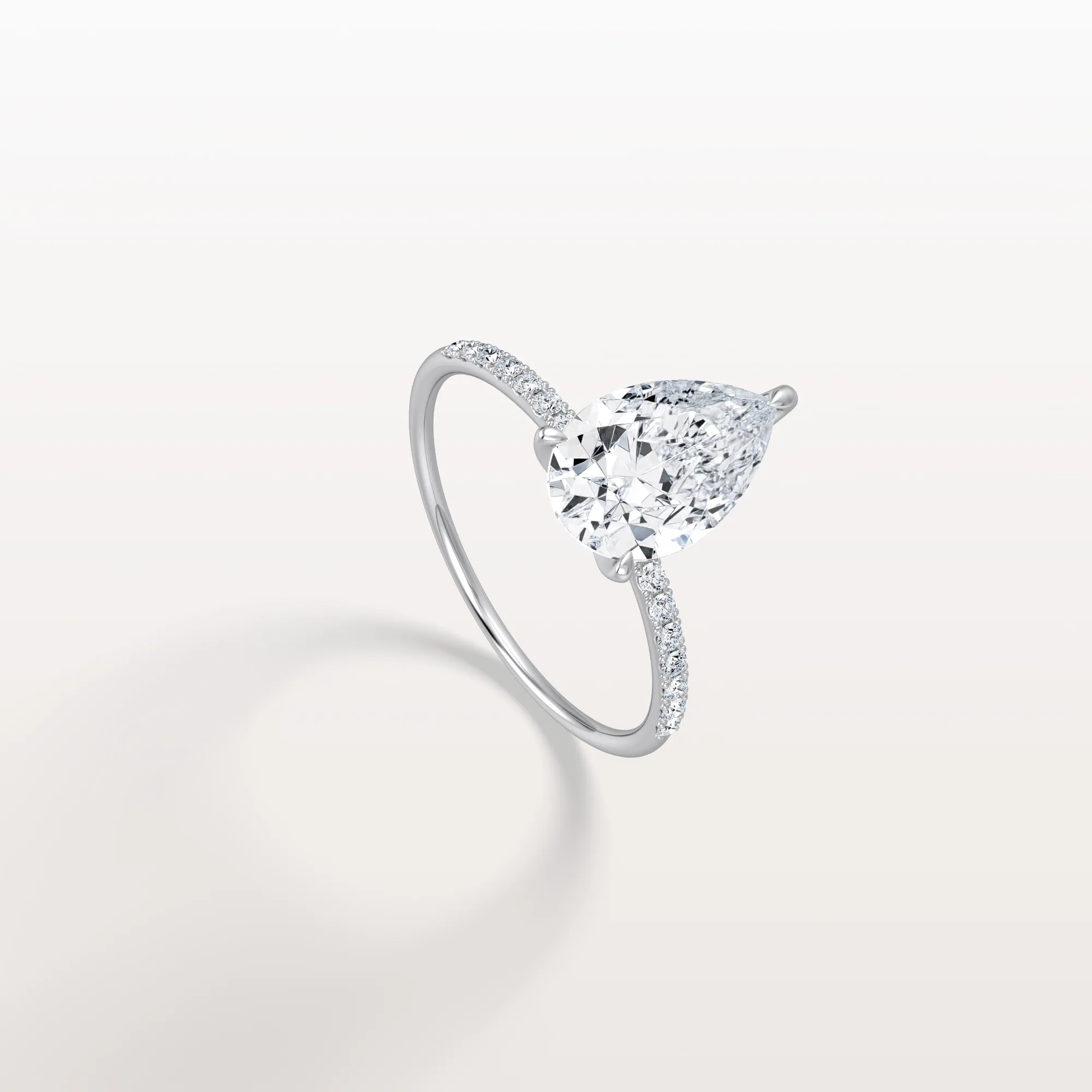 Selene丨2CT Pear Lab Diamond Engagement Ring–Pave Band in 14K Gold - Image 27