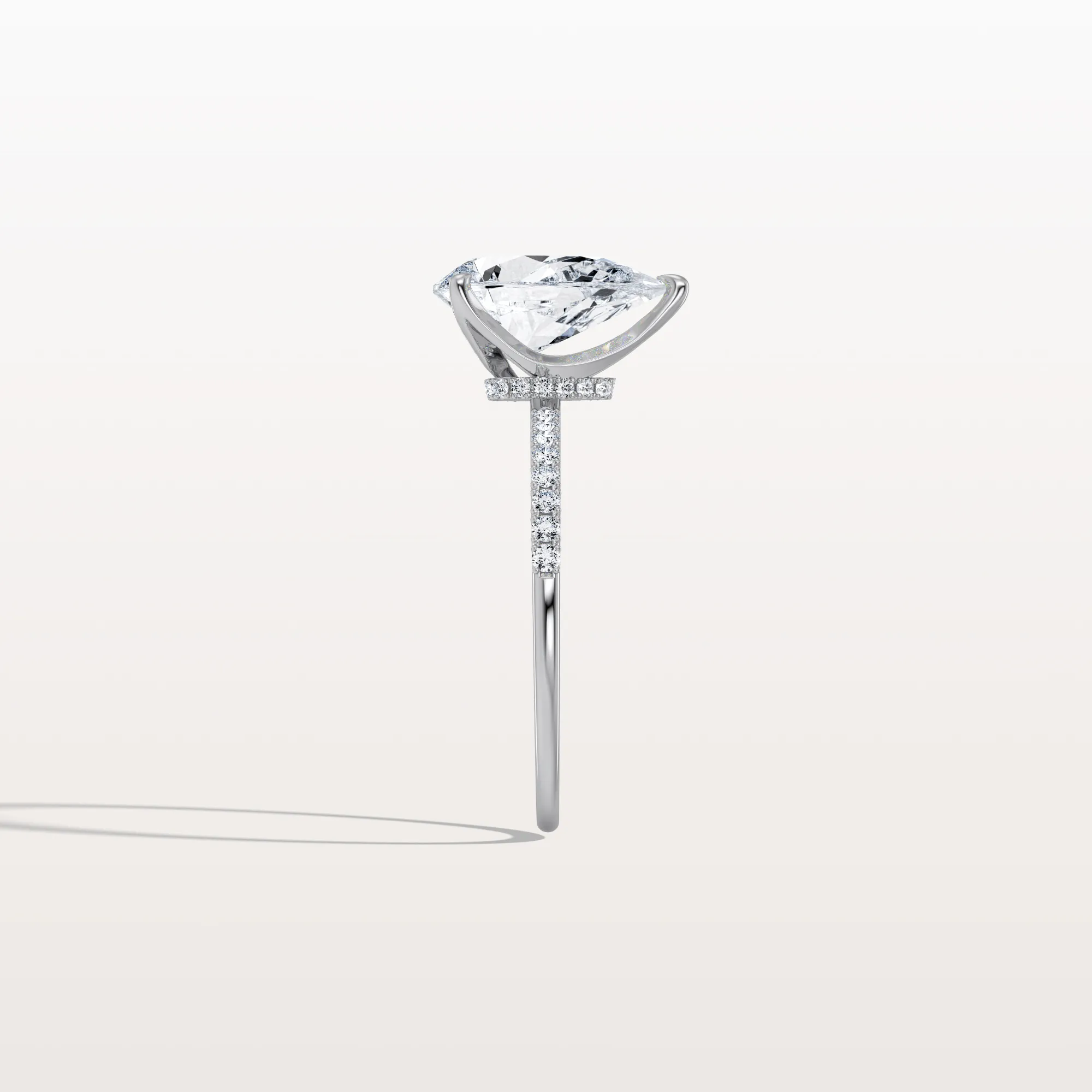 Selene丨2CT Pear Lab Diamond Engagement Ring–Pave Band in 14K Gold - Image 7
