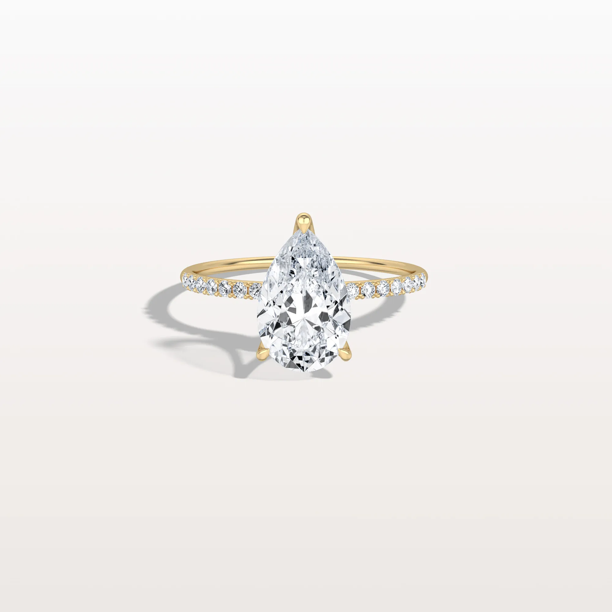 Selene丨2CT Pear Lab Diamond Engagement Ring–Pave Band in 14K Gold - Image 9