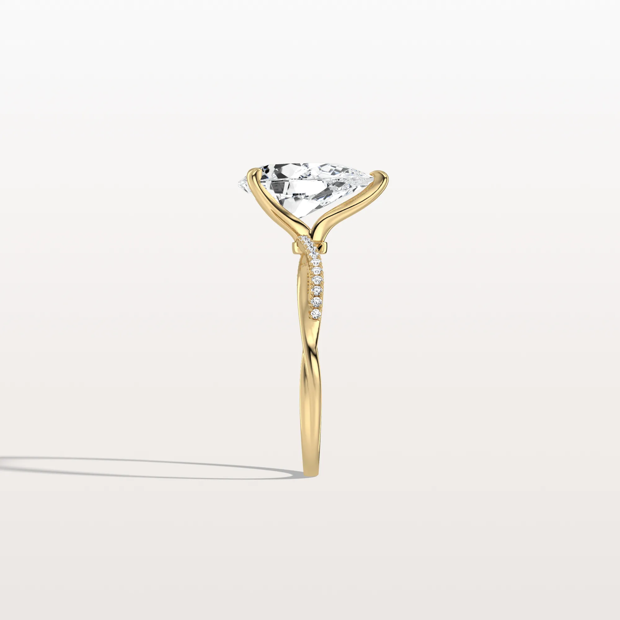 Noelle丨2CT Pear Lab Diamond Engagement Ring–Twisted 14K Gold Band - Image 13