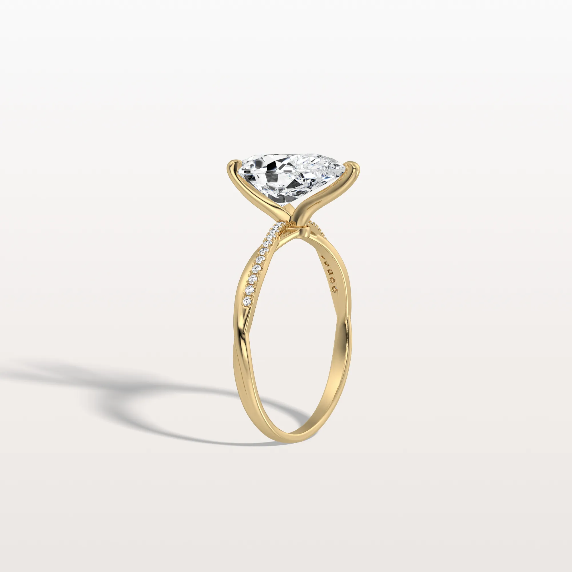 Noelle丨2CT Pear Lab Diamond Engagement Ring–Twisted 14K Gold Band - Image 14