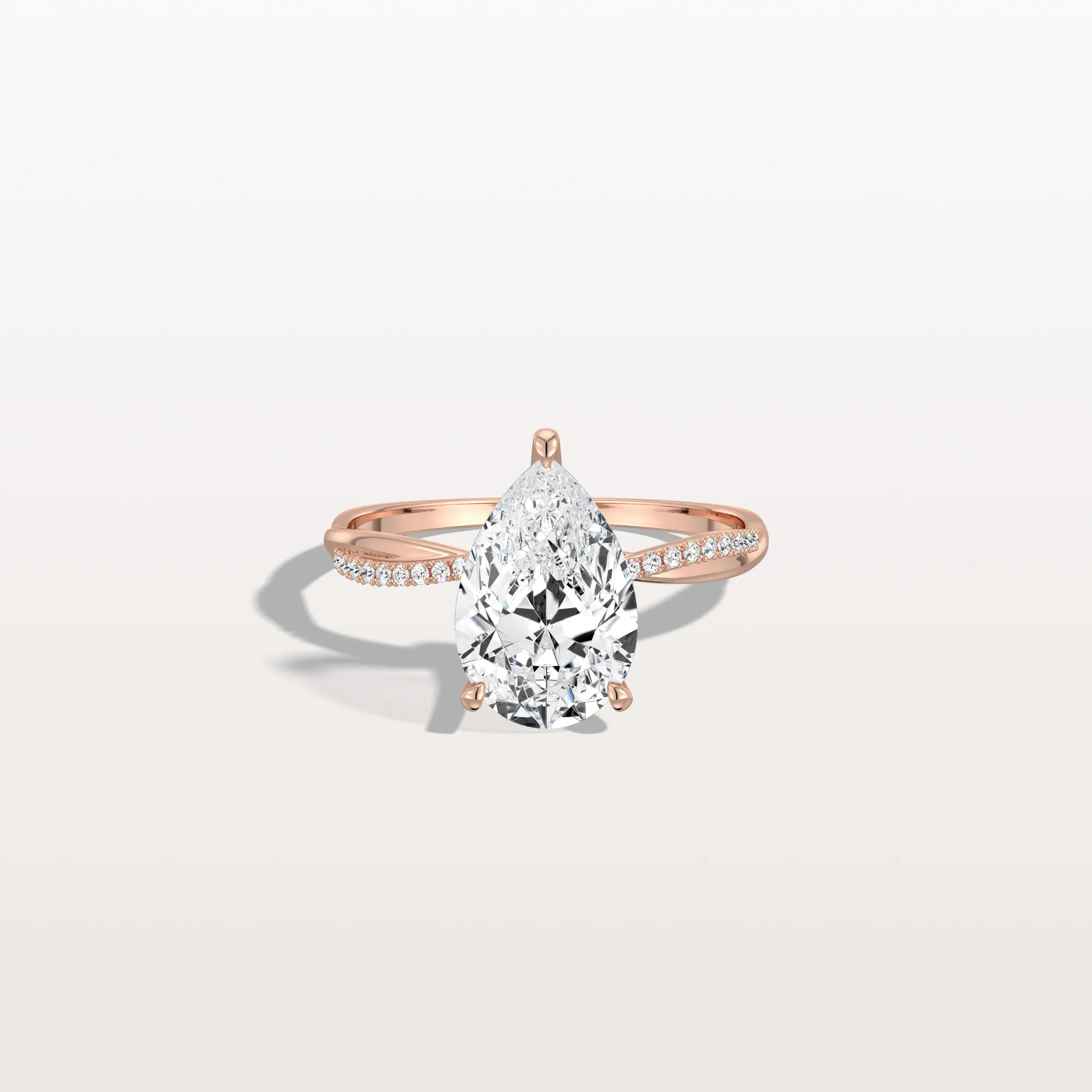 Noelle丨2CT Pear Lab Diamond Engagement Ring–Twisted 14K Gold Band - Image 16