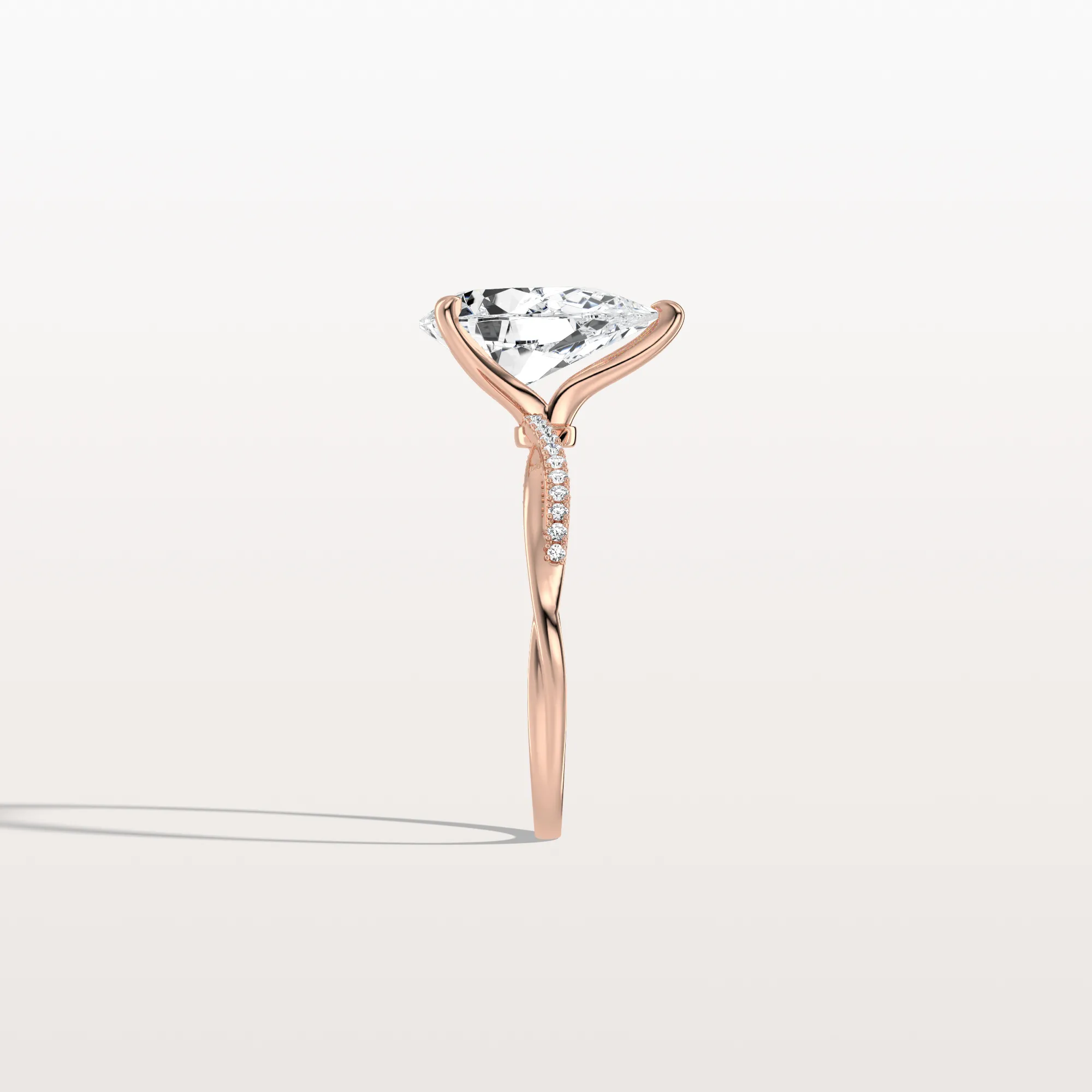 Noelle丨2CT Pear Lab Diamond Engagement Ring–Twisted 14K Gold Band - Image 21