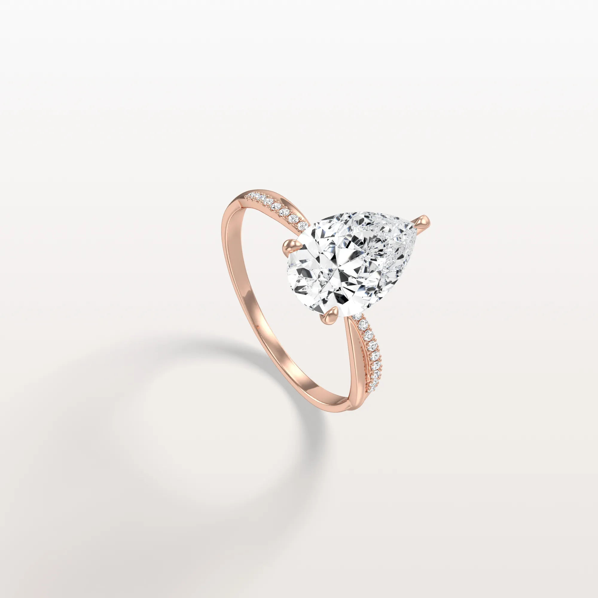 Noelle丨2CT Pear Lab Diamond Engagement Ring–Twisted 14K Gold Band - Image 22