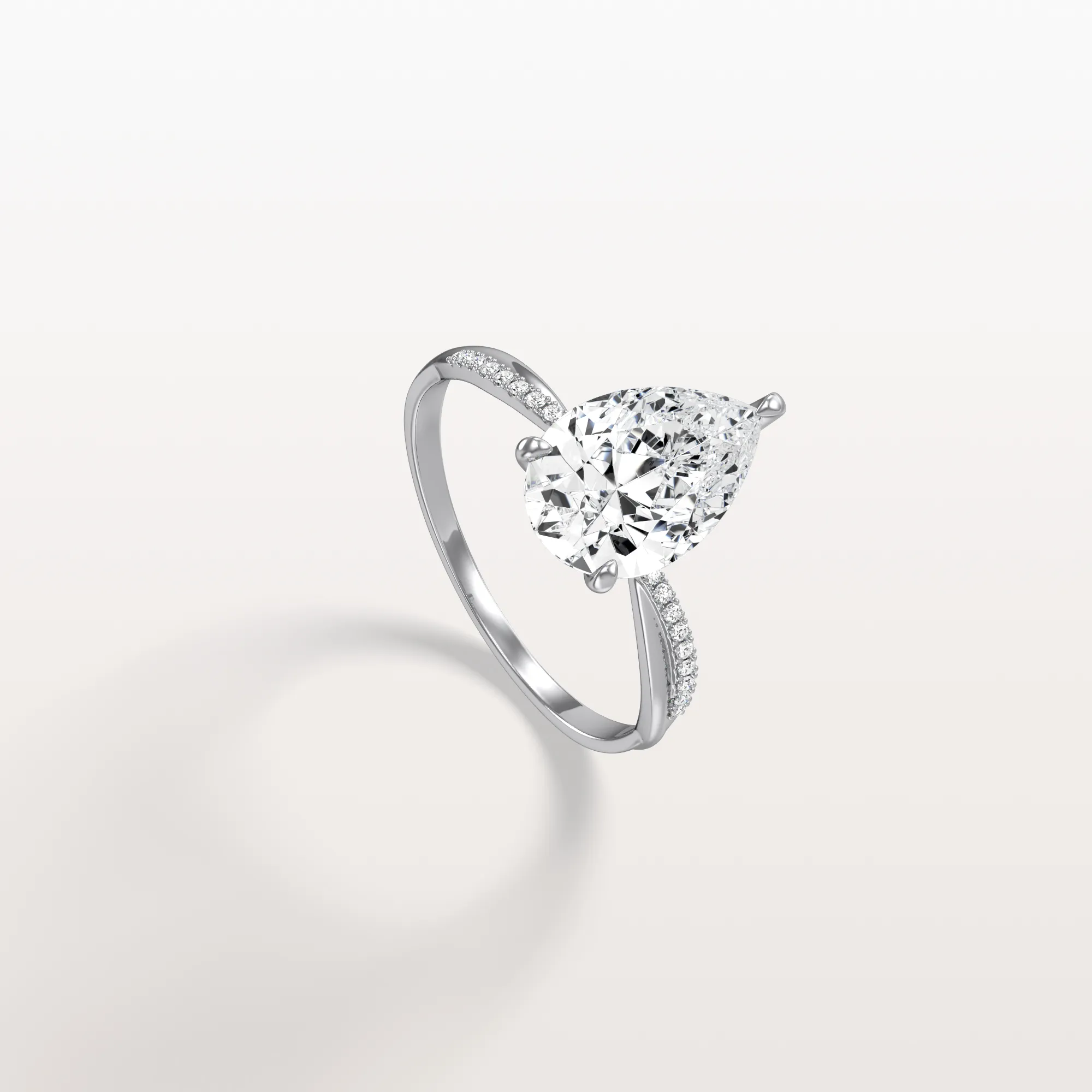 Noelle丨2CT Pear Lab Diamond Engagement Ring–Twisted 14K Gold Band - Image 5