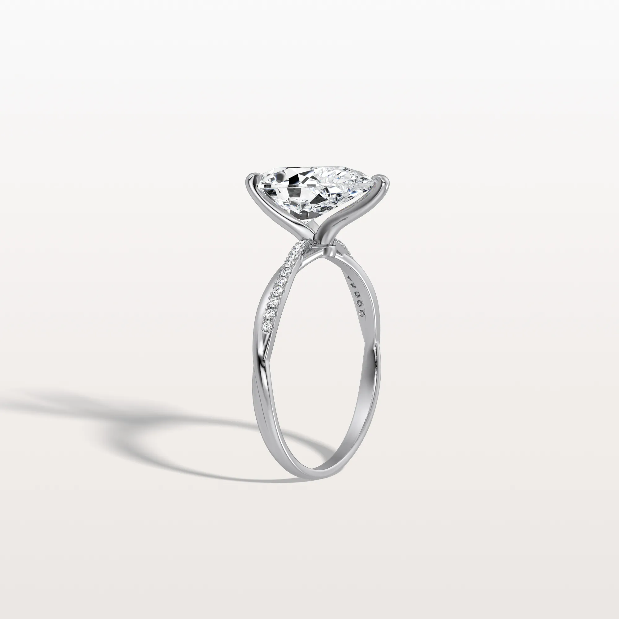 Noelle丨2CT Pear Lab Diamond Engagement Ring–Twisted 14K Gold Band - Image 6