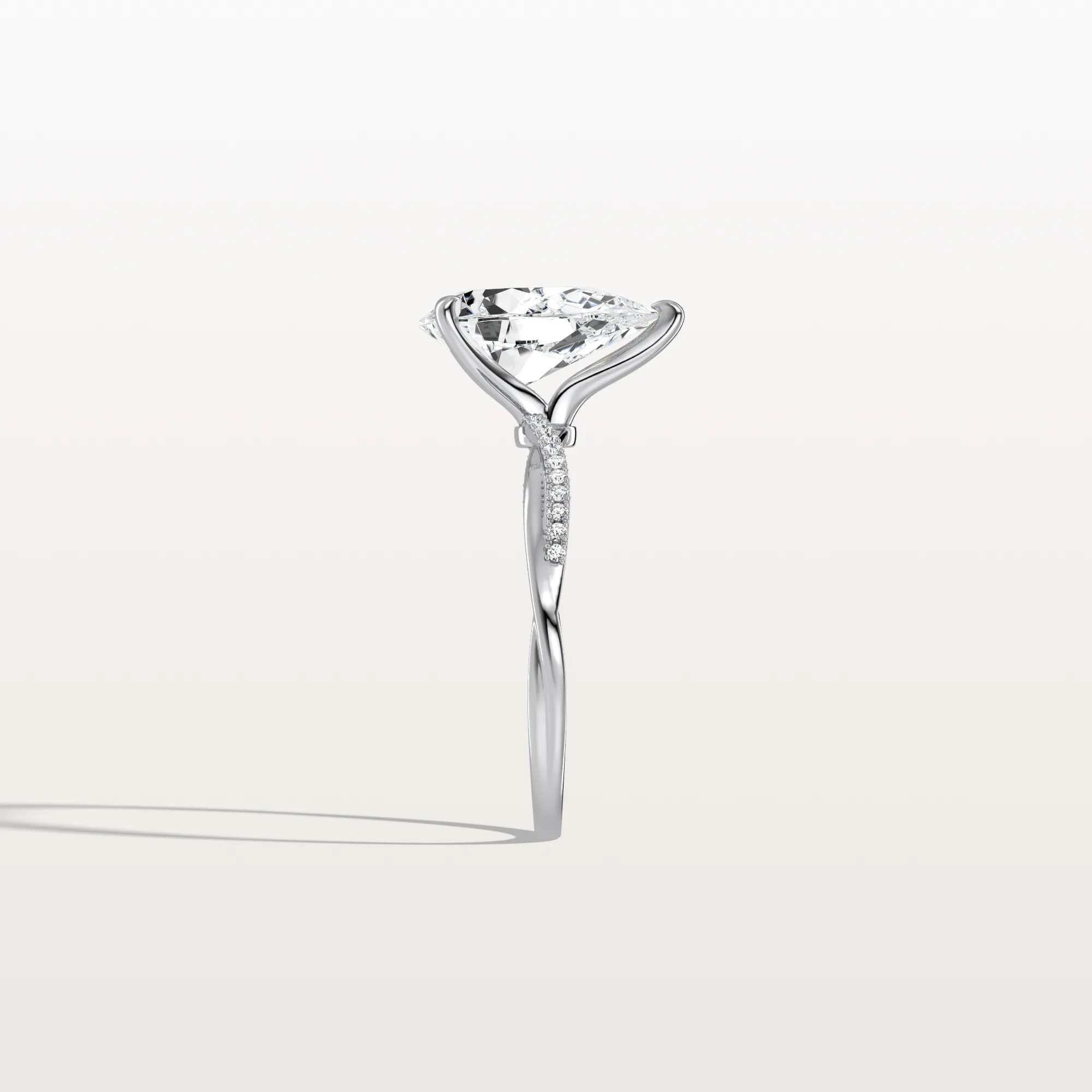 Noelle丨2CT Pear Lab Diamond Engagement Ring–Twisted 14K Gold Band - Image 7