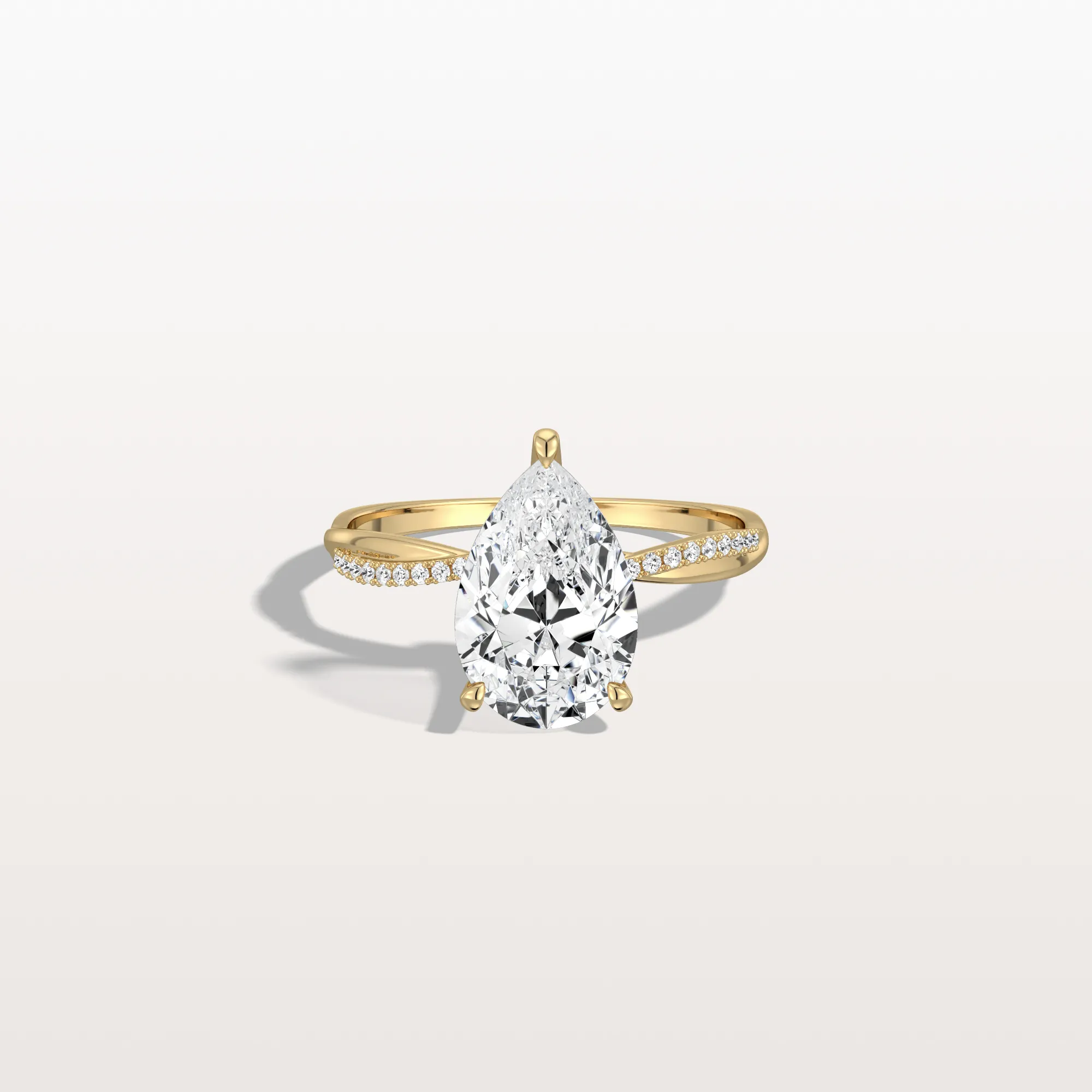 Noelle丨2CT Pear Lab Diamond Engagement Ring–Twisted 14K Gold Band - Image 9