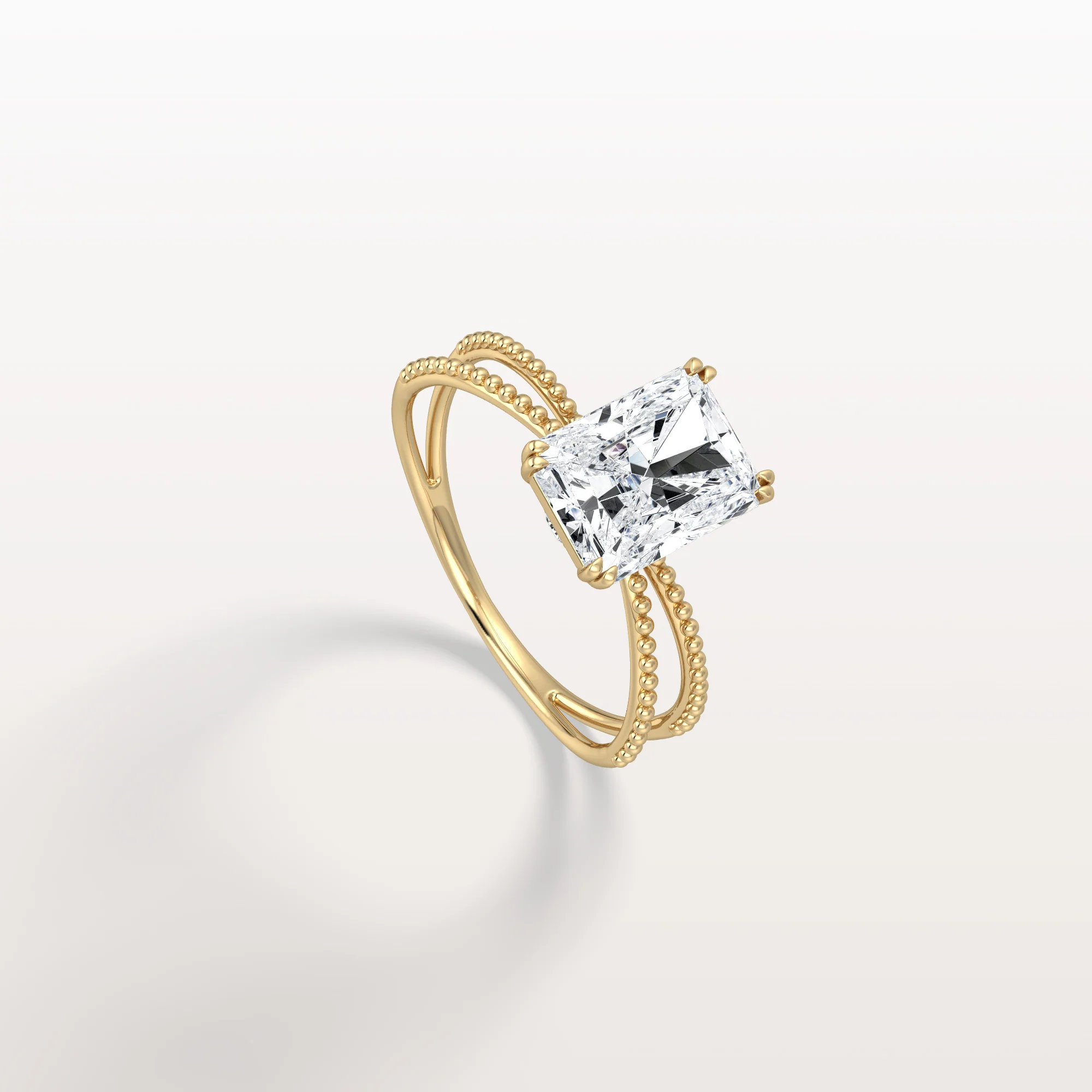 Callie丨2CT Radiant Cut Lab Diamond Milgrain Hidden Halo Engagement Ring - Image 2