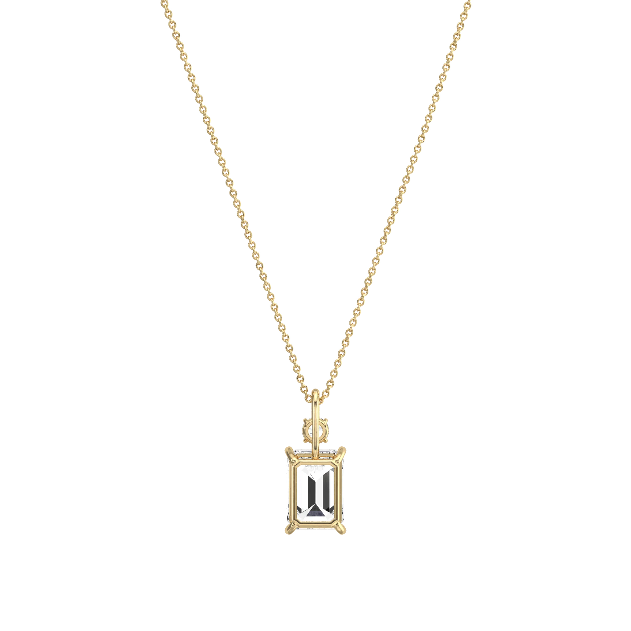2CT Emerald Cut Lab Diamond Pendant Necklace In 14K Solid Gold/Platinum - Image 5
