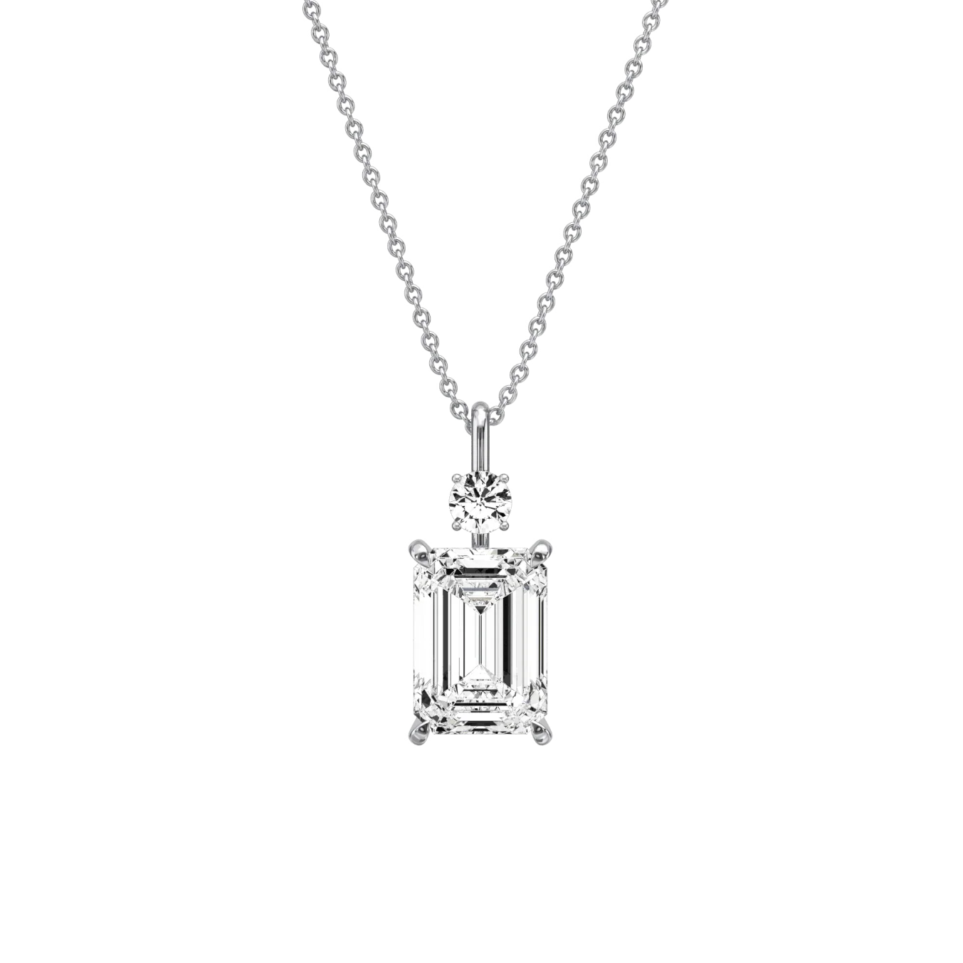 2CT Emerald Cut Lab Diamond Pendant Necklace In 14K Solid Gold/Platinum - Image 8