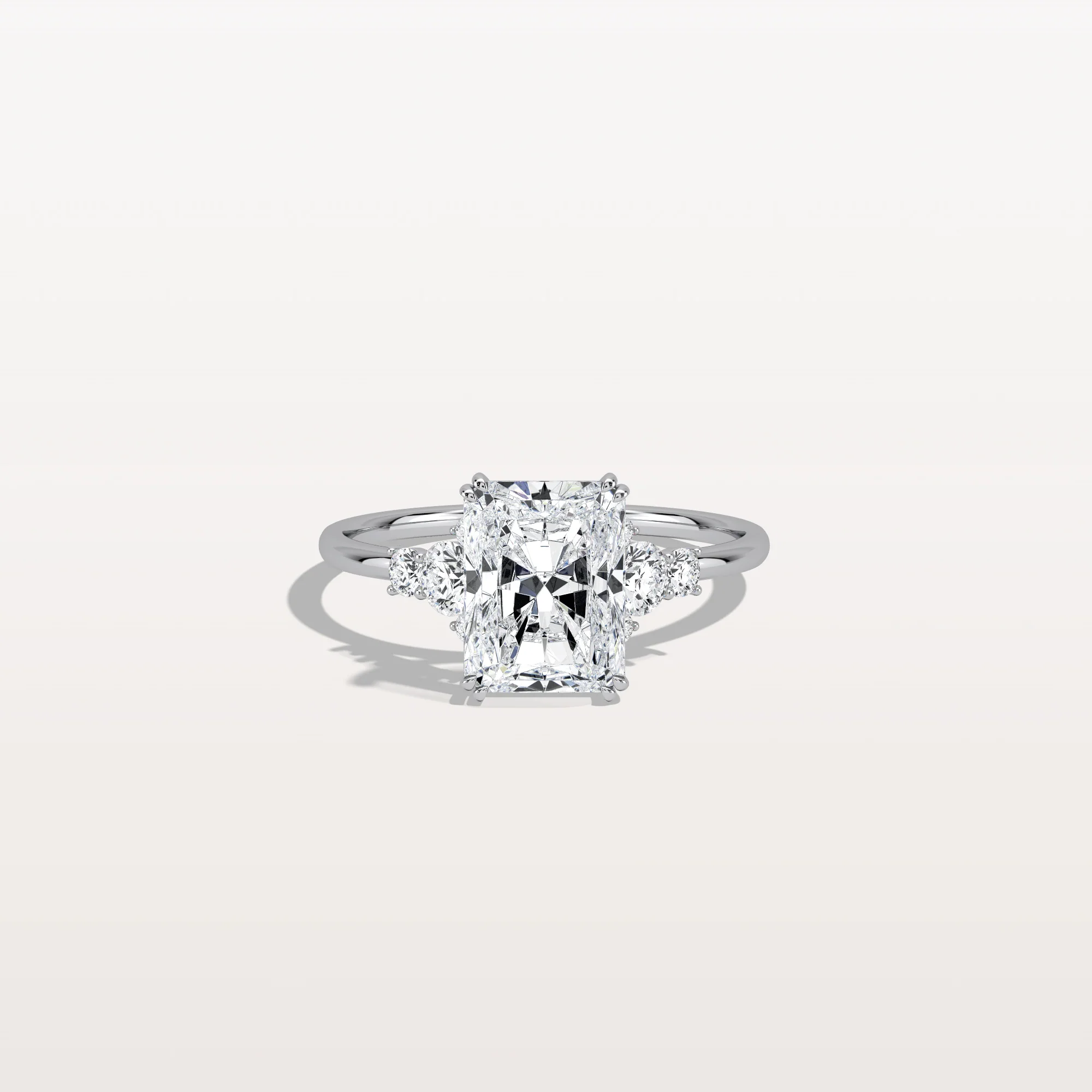 Serene丨2CT Radiant Cut Lab Diamond Side Stone Engagement Ring - Image 10