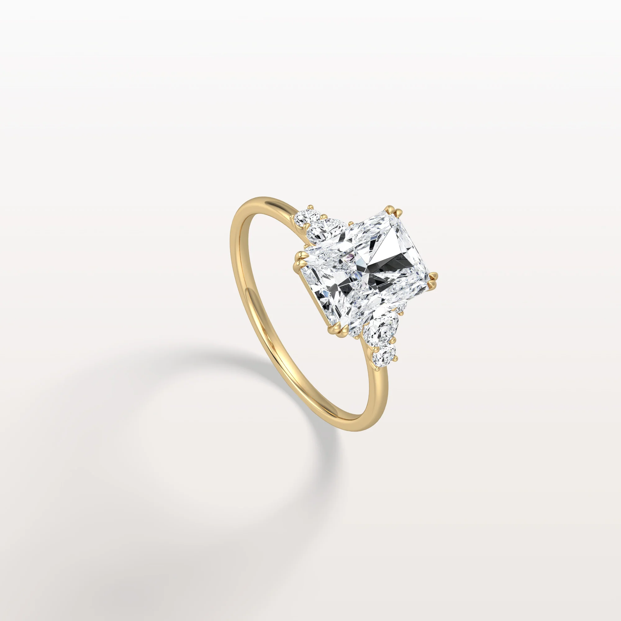 Serene丨2CT Radiant Cut Lab Diamond Side Stone Engagement Ring - Image 8
