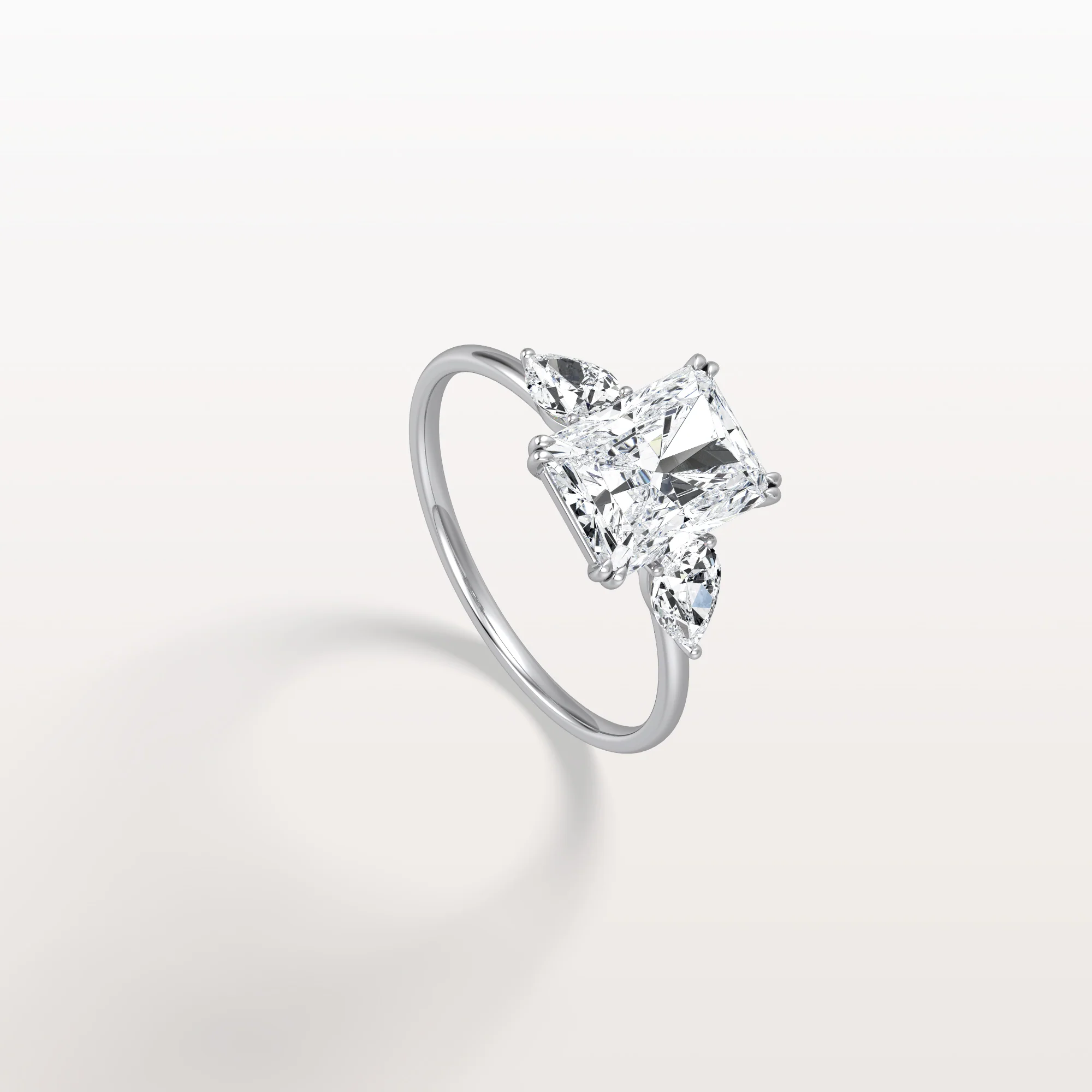 Dahlia丨2CT Radiant Cut Lab Diamond Three Stone Engagement Ring In 14K Solid Gold/Platinum - Image 13