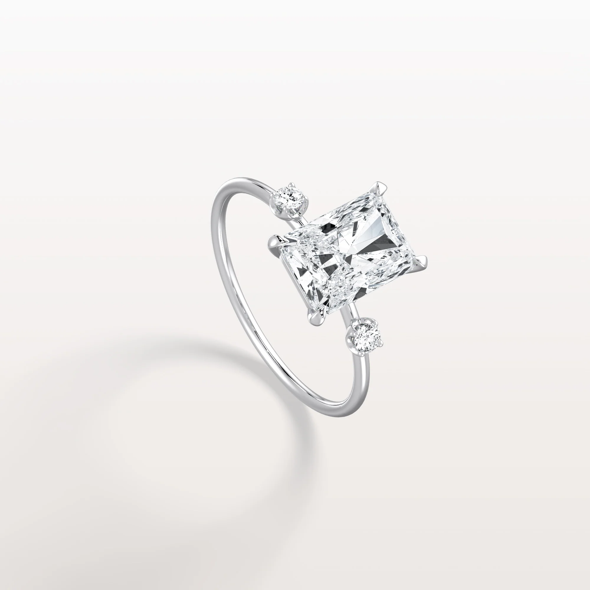 Liora丨2CT Radiant Cut Lab Grown Diamond Three Stones Engagment Ring - Image 29