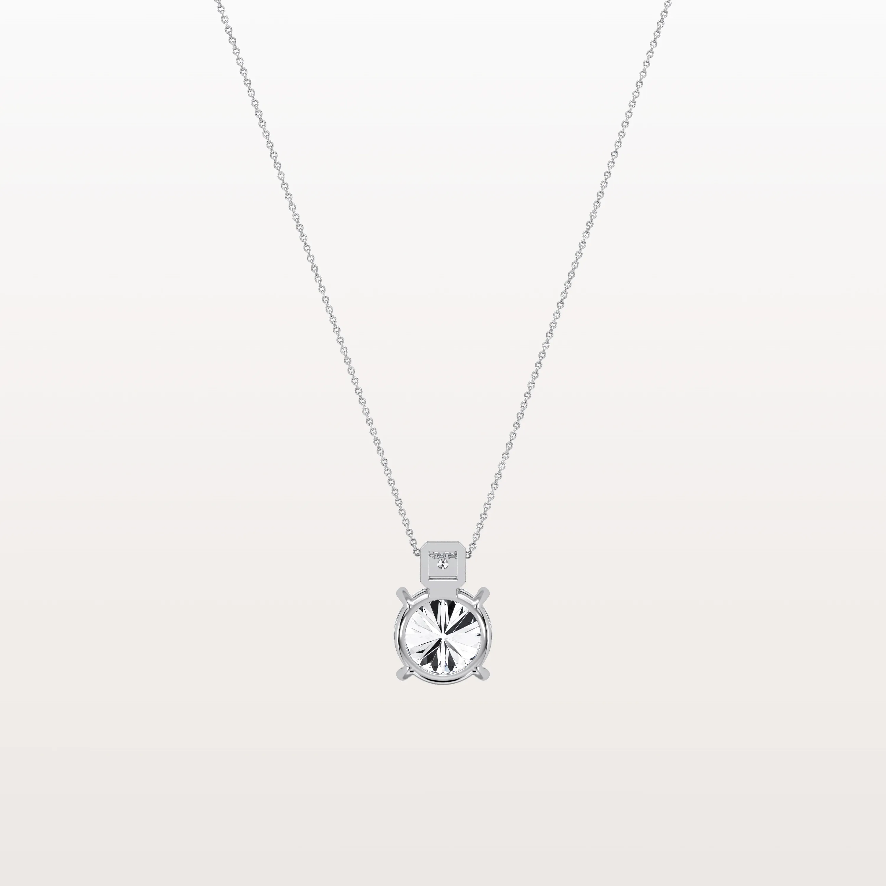 2CT Round Lab Grown Diamond Necklace in 14K Gold/Platinum - Image 11