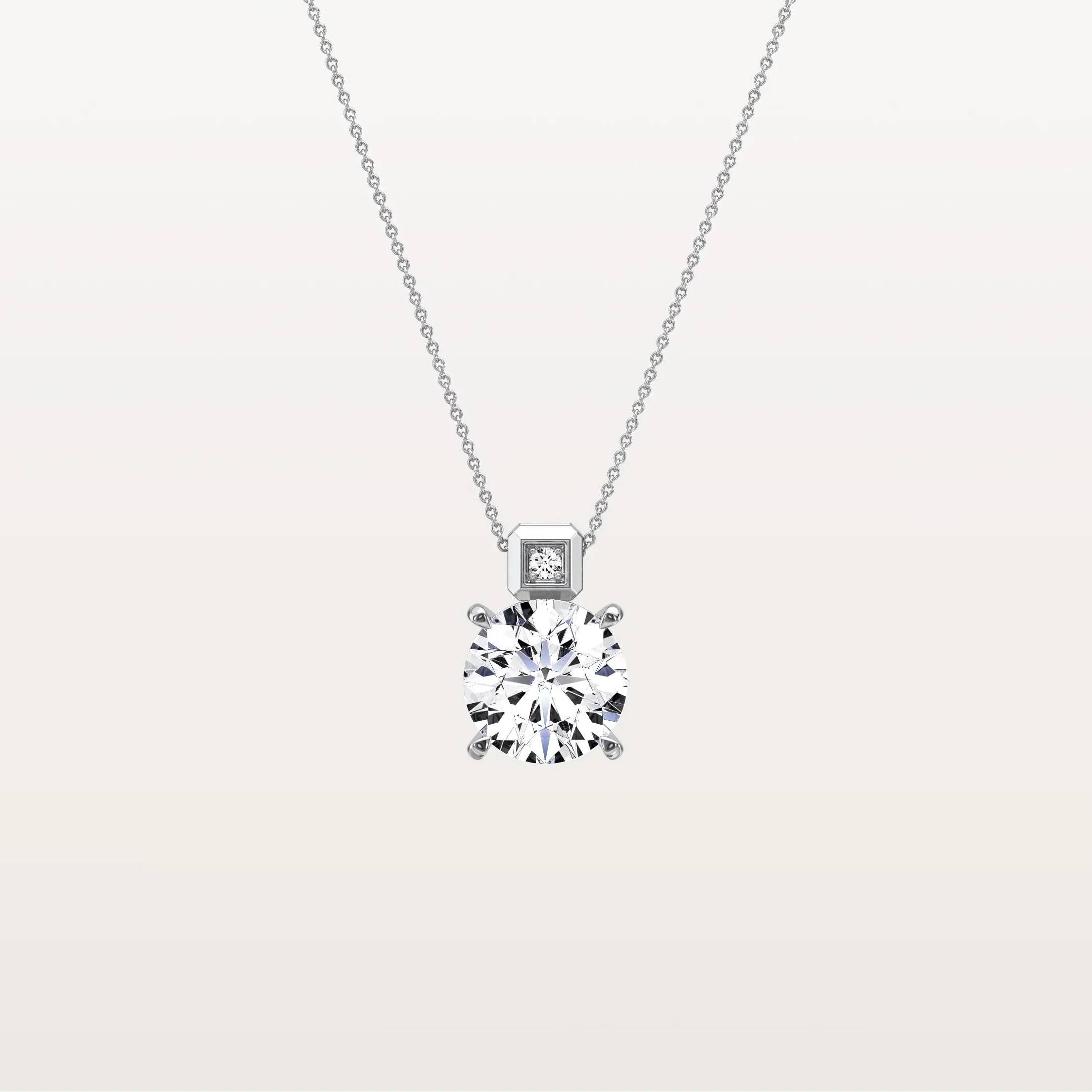 2CT Round Lab Grown Diamond Necklace in 14K Gold/Platinum - Image 20