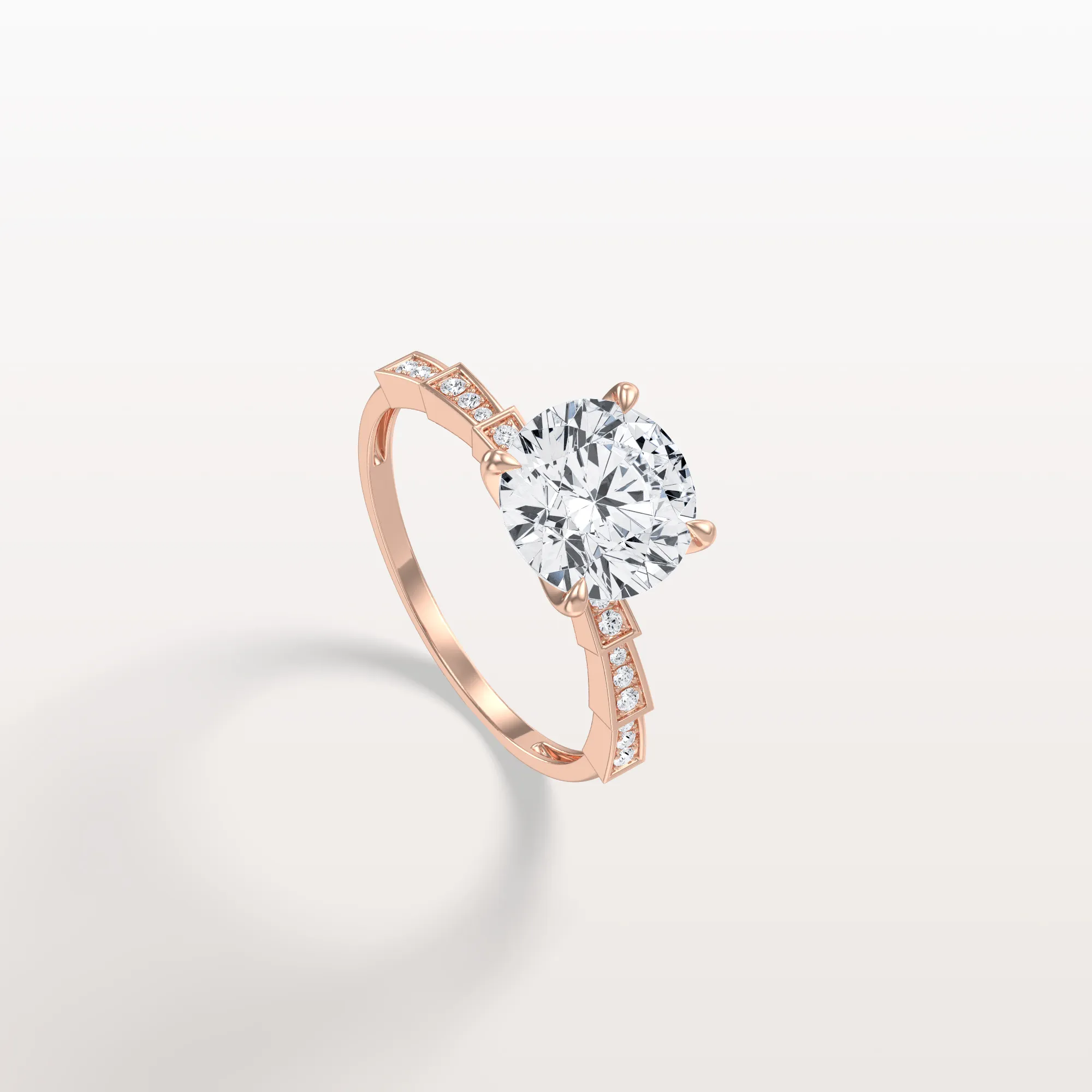 Mira丨2CT Round Solitaire Lab-grown Diamond Channel Set Engagement Ring - Image 14
