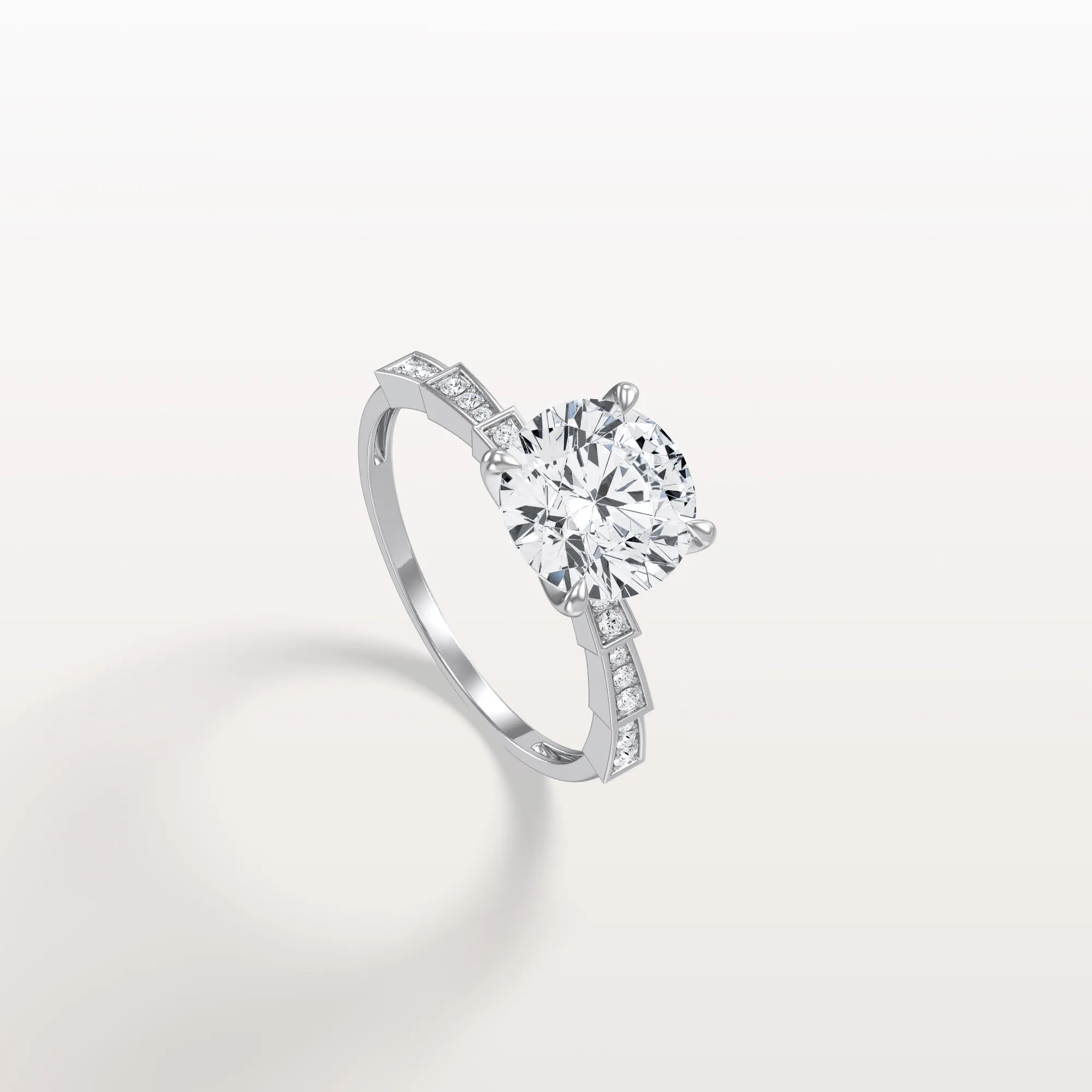 Mira丨2CT Round Solitaire Lab-grown Diamond Channel Set Engagement Ring - Image 21