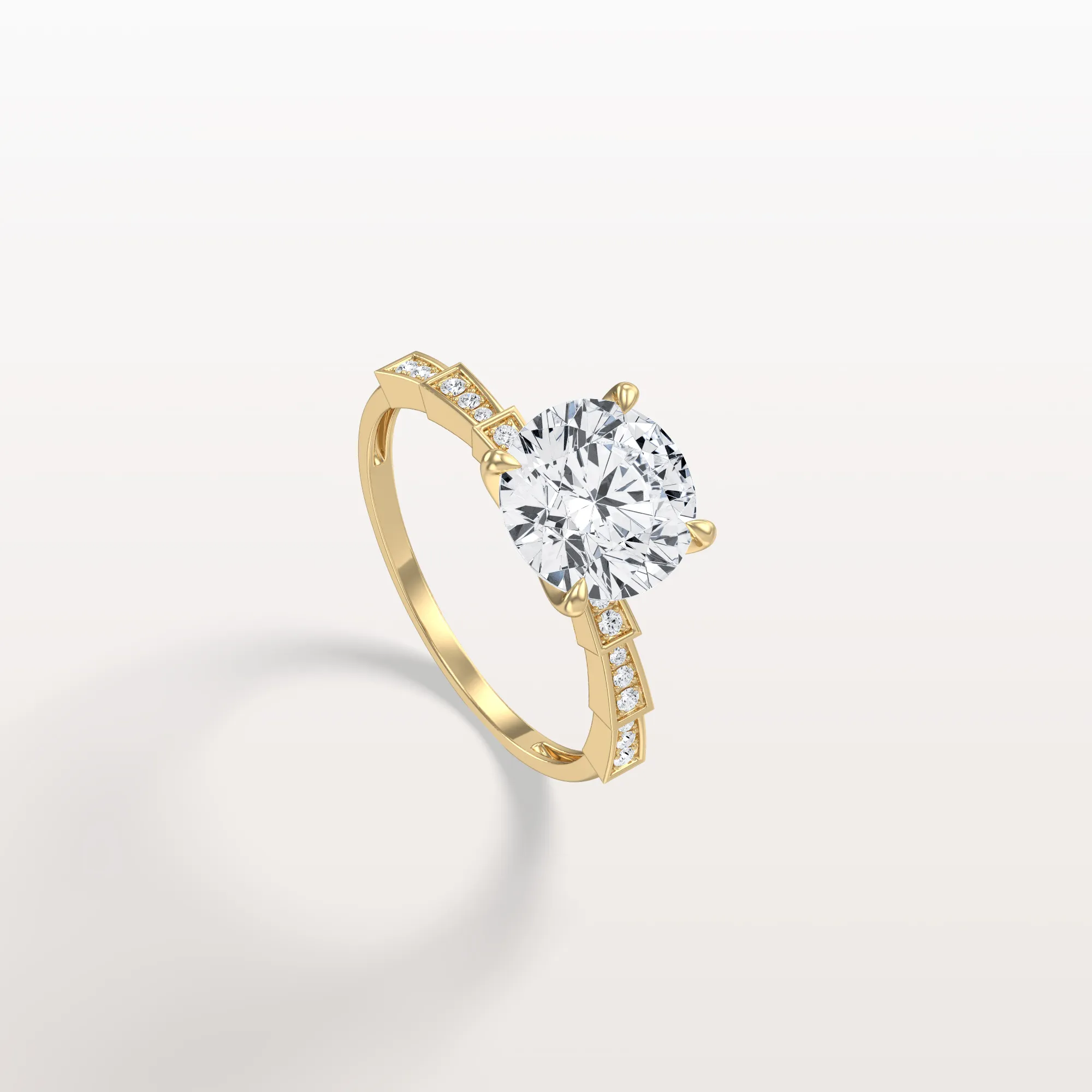 Mira丨2CT Round Solitaire Lab-grown Diamond Channel Set Engagement Ring - Image 4