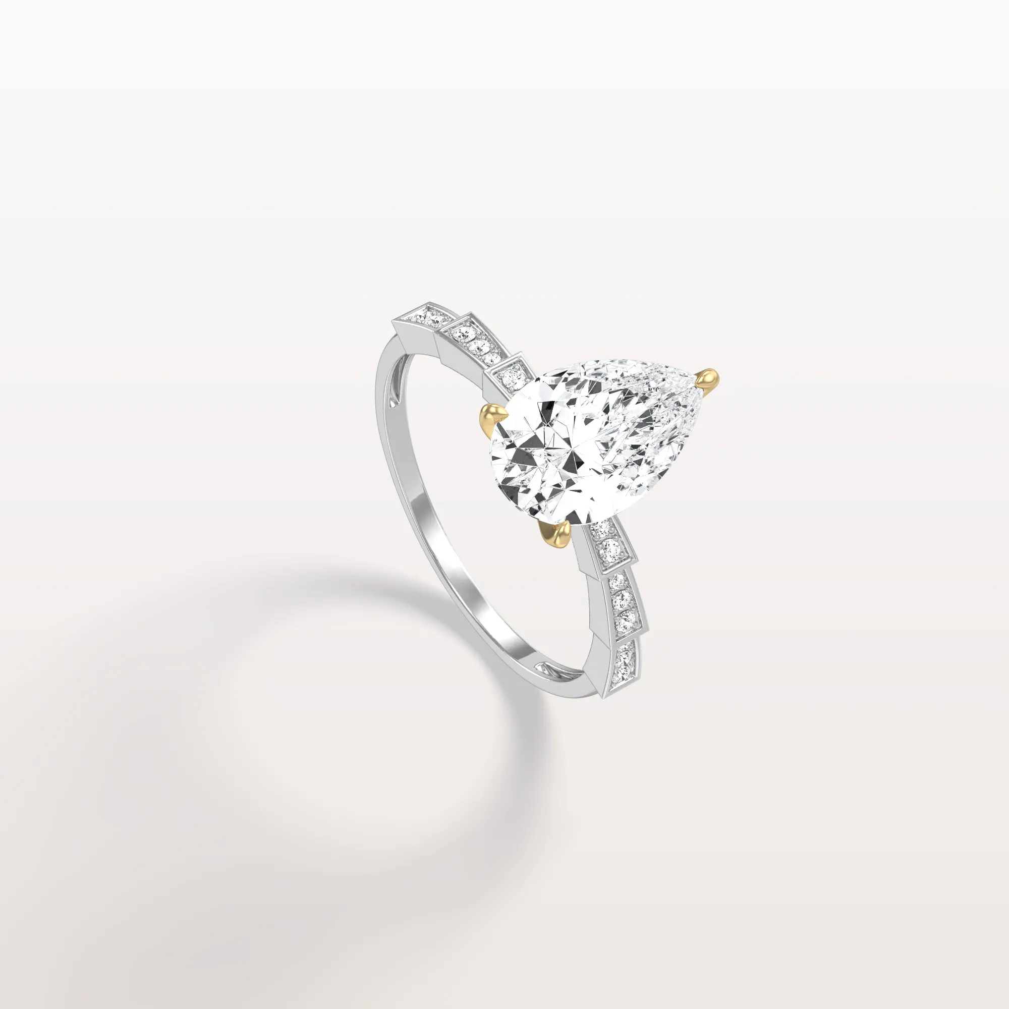 Celeste丨2CT Pear Cut Lab Diamond Hidden Halo Ring-Modern Style - Image 36