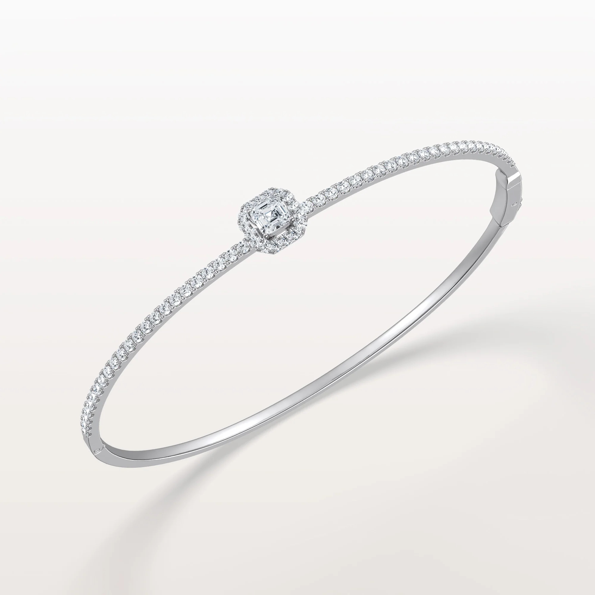 2.07CTW Asscher Lab Grwon Diamond Pave Halo Bangel Bracelet - Image 8