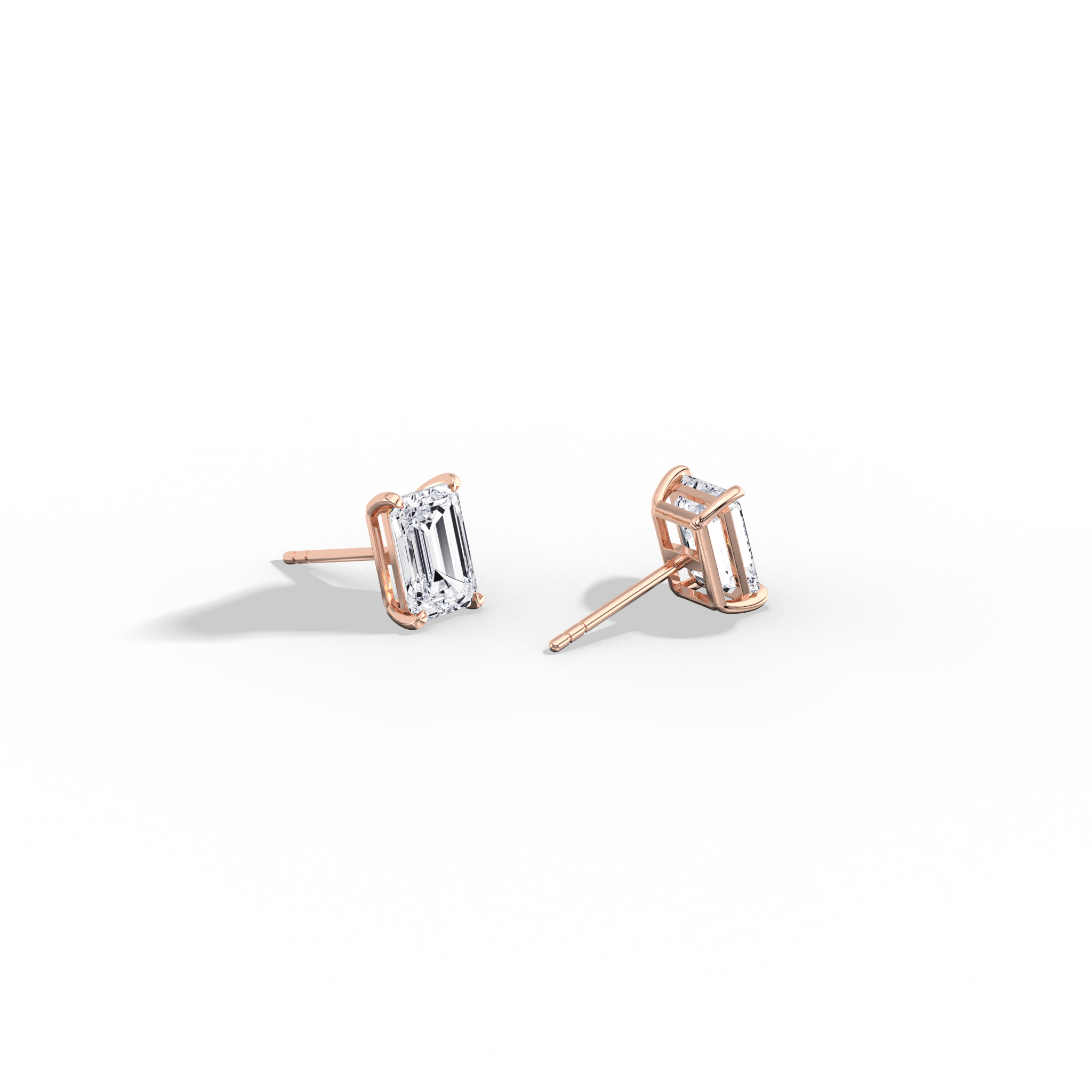 2CTW Claw Prong Emerald Lab Grown Diamond IGI Stud Earring - Image 15