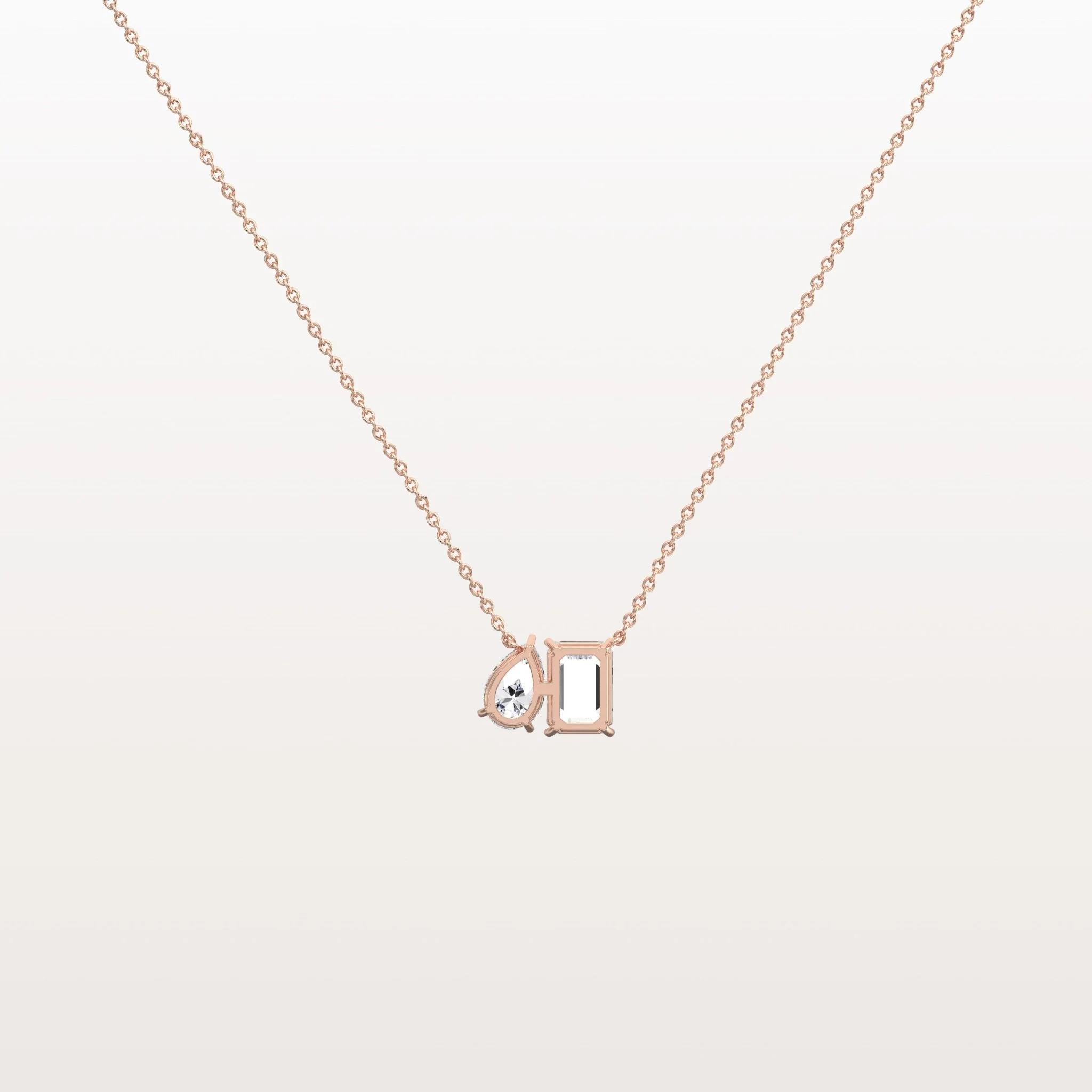 2CTW Emerald and Pear Cut Lab Diamond Toi et Moi Necklace - Image 18