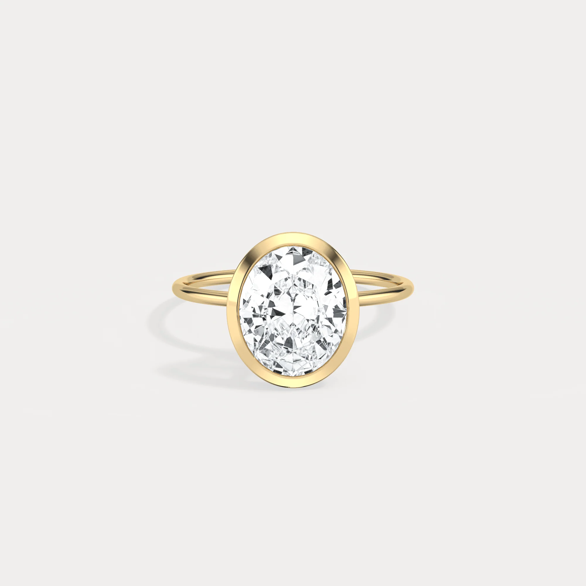 Sophia丨3CT Oval Cut Lab-Grown Diamond Bezel Engagement Ring in 14K Gold/Platinum