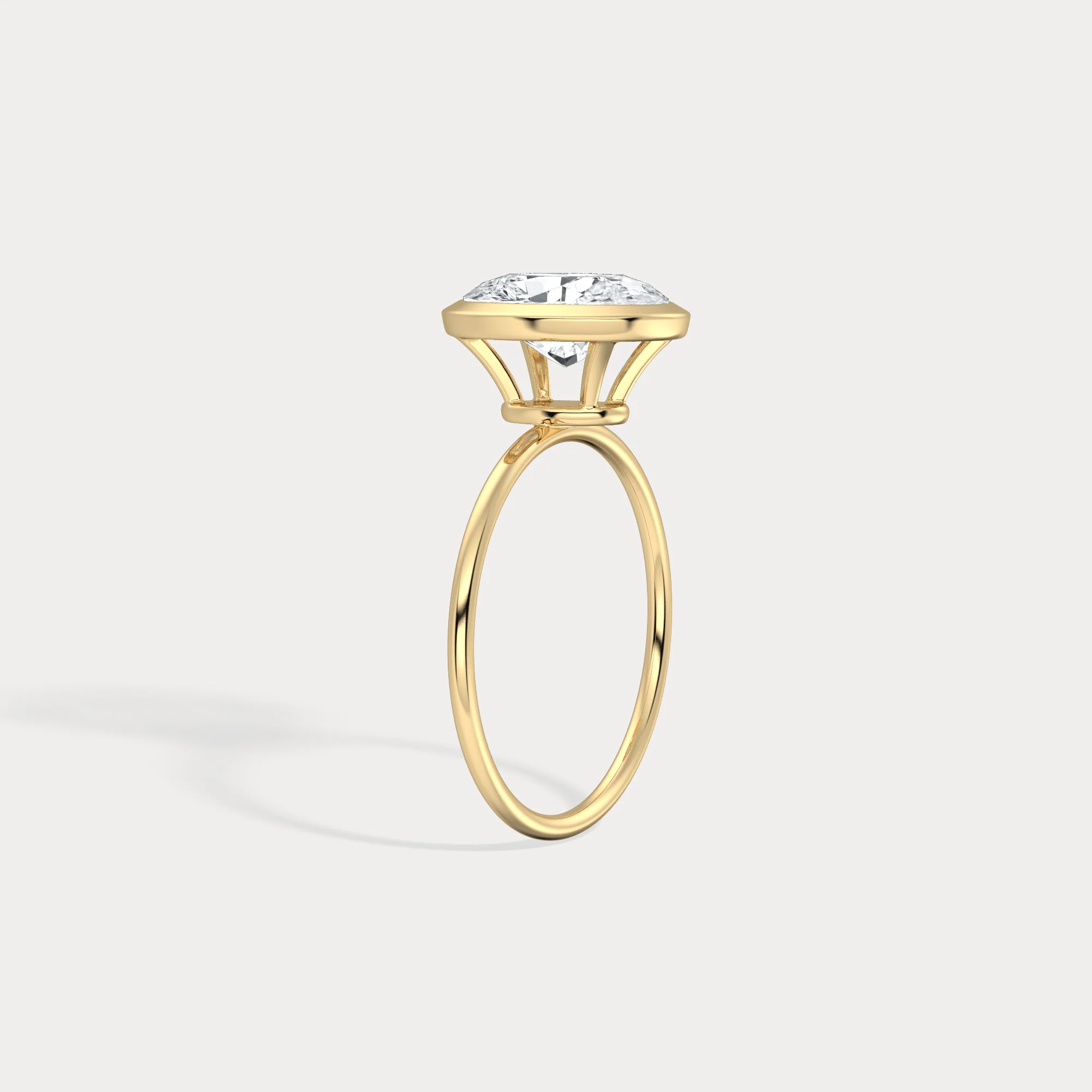 Sophia丨3CT Oval Cut Lab-Grown Diamond Bezel Engagement Ring in 14K Gold/Platinum - Image 4