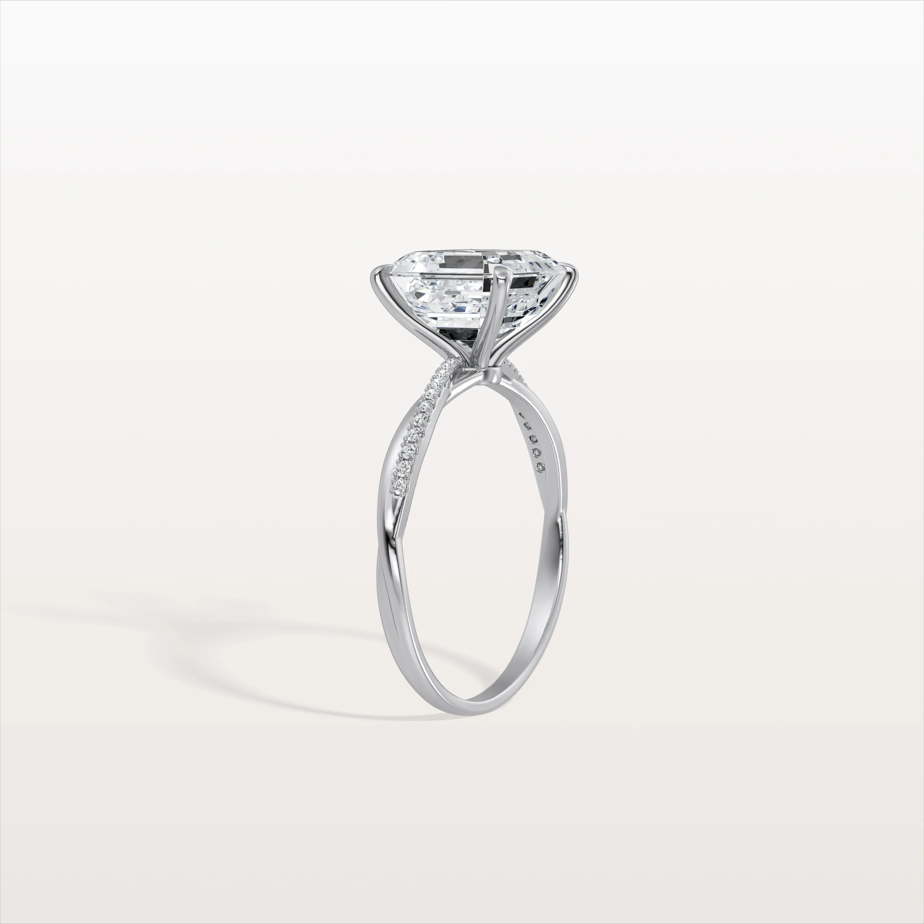 Nova丨3CT Asscher Cut Lab Diamond Twisted Engagement Ring In Solid Gold/Platinum - Image 14