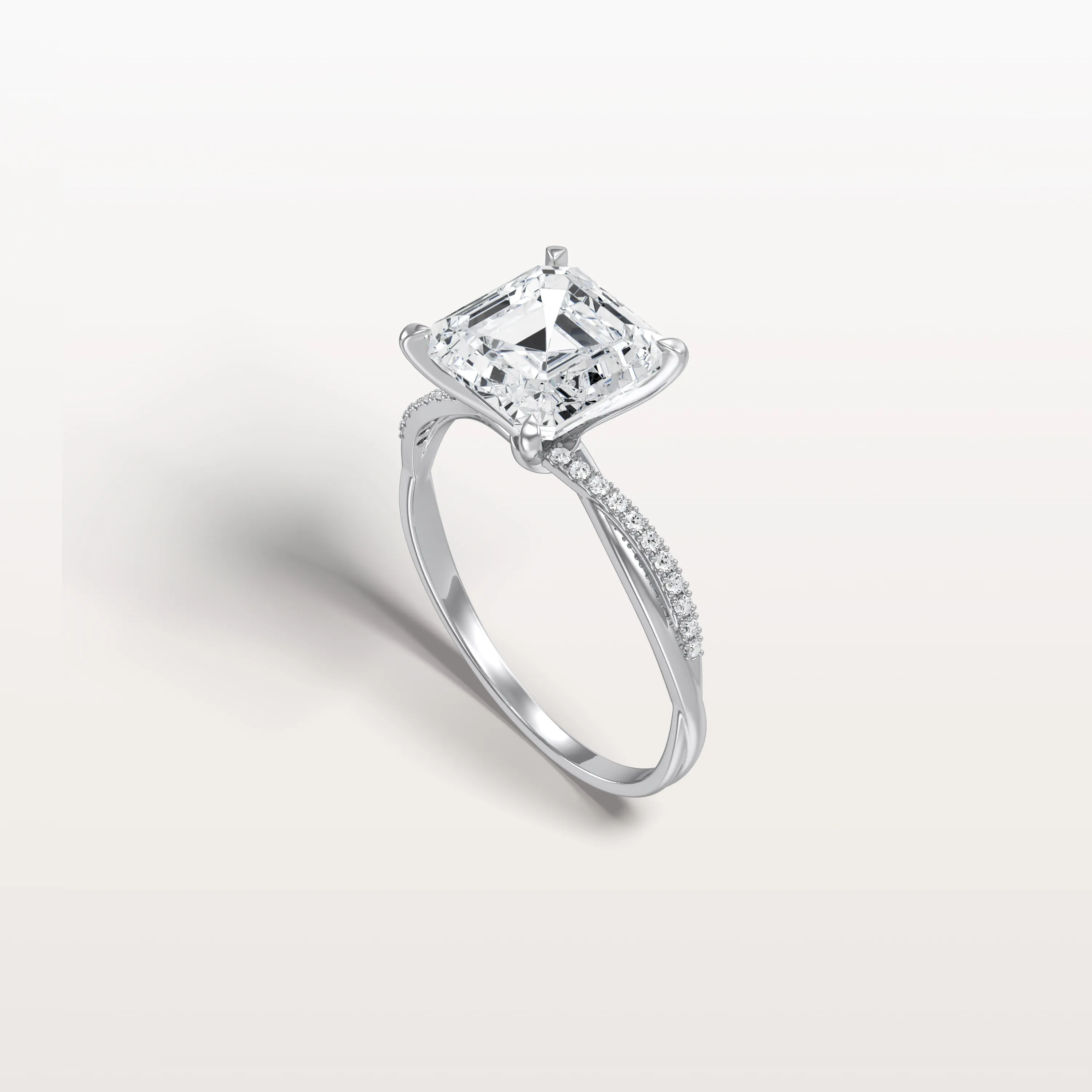 Nova丨3CT Asscher Cut Lab Diamond Twisted Engagement Ring In Solid Gold/Platinum - Image 15