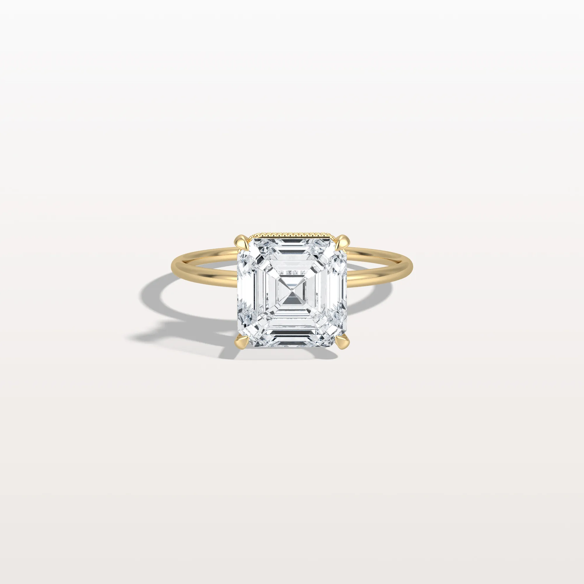 Rhea丨3CT Asscher Cut Lab Grown Diamond Ring With Basket Setting