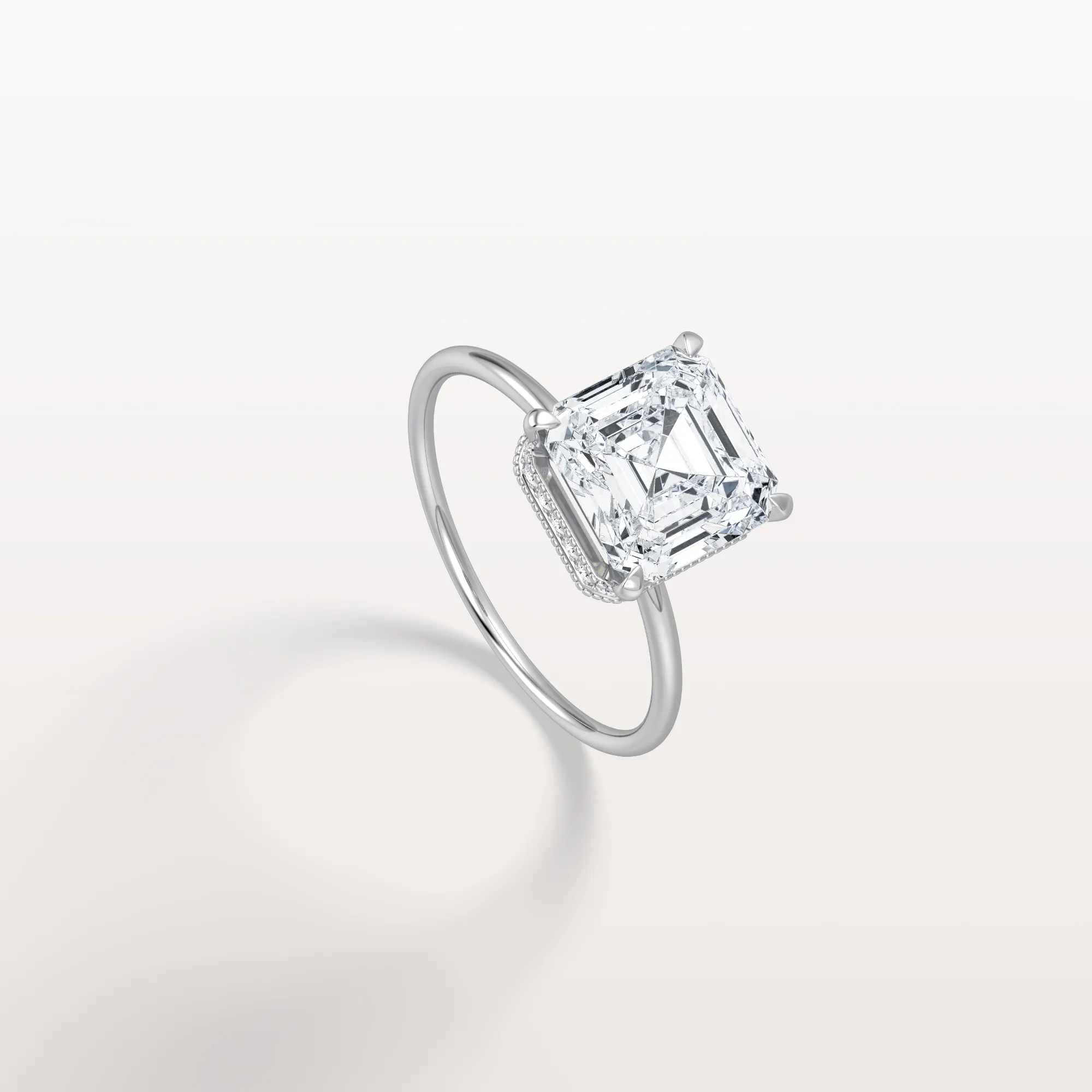 Rhea丨3CT Asscher Cut Lab Grown Diamond Ring With Basket Setting - Image 12